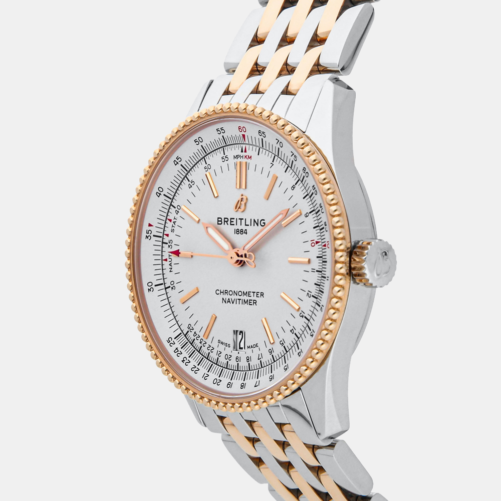 

Breitling Silver 18K Rose Gold And Stainless Steel Navitimer U17325211G1U1 Men's Wristwatch 38 MM