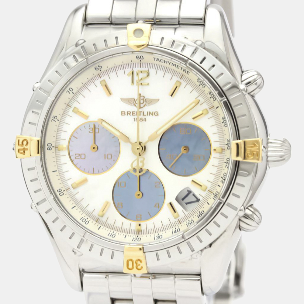 

Breitling MOP 18K Yellow Gold And Stainless Steel Cockpit Chrono B30012 Men's Wristwatch 37 MM, White