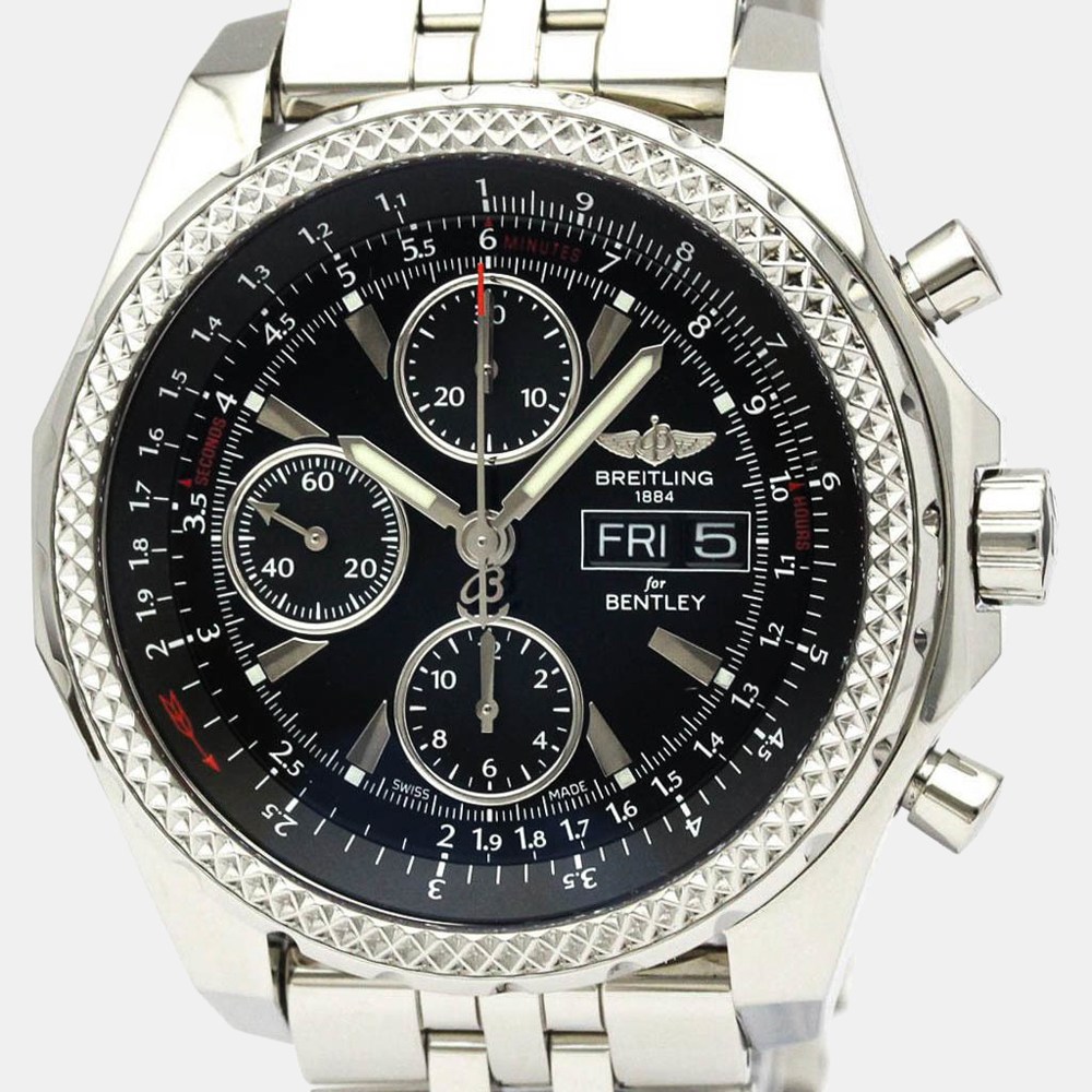 

Breitling Black Stainless Steel Bentley GT Automatic A13362 Men's Wristwatch 45 MM