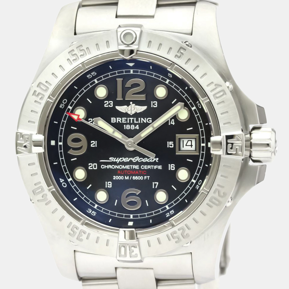 

Breitling Black Stainless Steel Superocean Steelfish Automatic A17390 Men's Wristwatch 44 MM