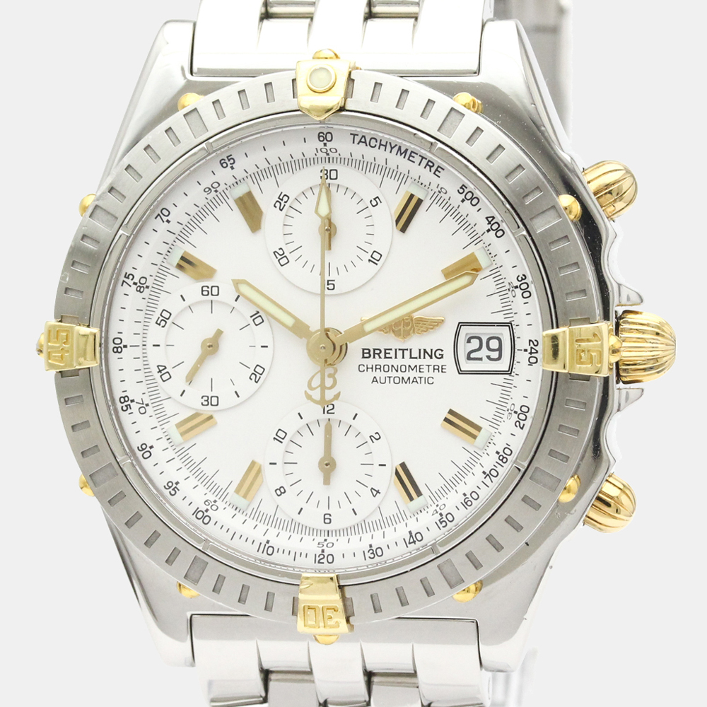 

Breitling Silver 18K Yellow Gold And Stainless Steel Chronomat Automatic B13352 Men's Wristwatch 40 MM