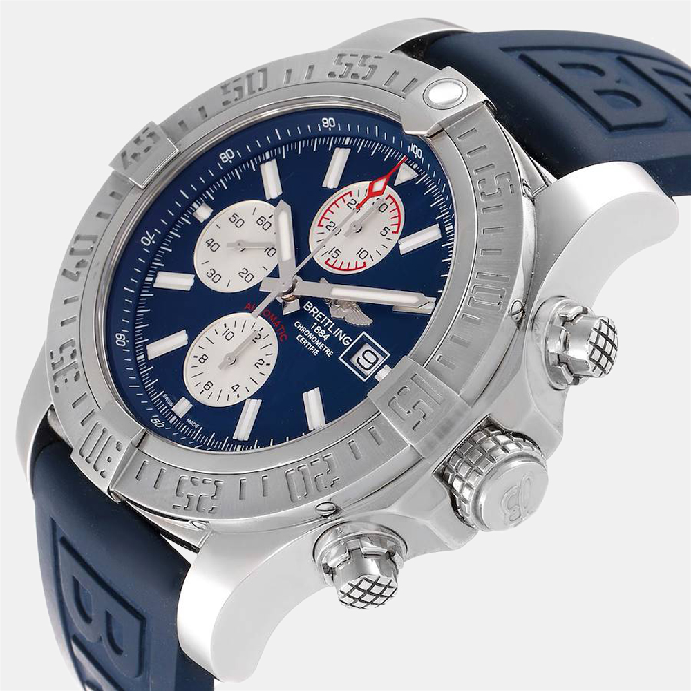 

Breitling Blue Stainless Steel Aeromarine Super Avenger A13371 Men's Wristwatch 48 MM
