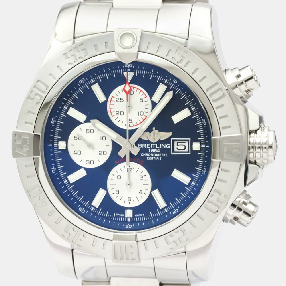 

Breitling Blue Stainless Steel Super Avenger ll Chronograph A13371 Men's Wristwatch 49 MM