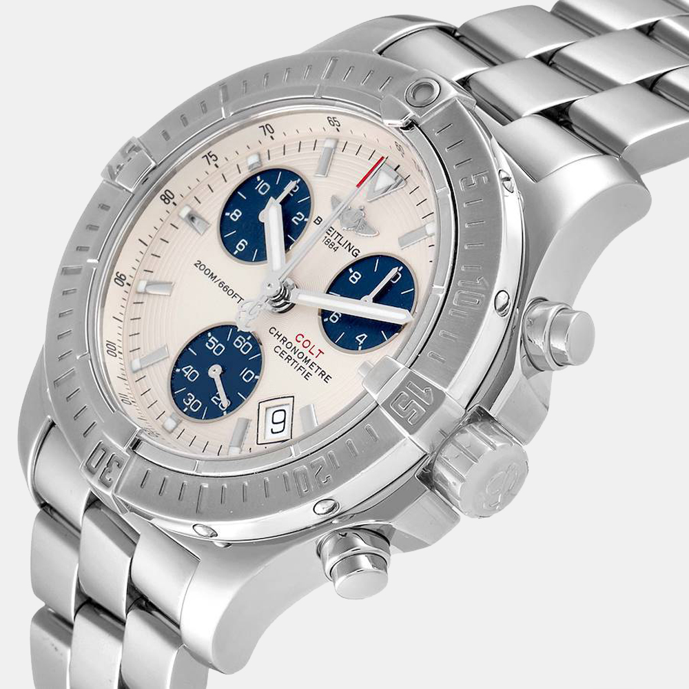 

Breitling Silver Stainless Steel Colt Chronograph A73380 Men's Wristwatch 40 mm