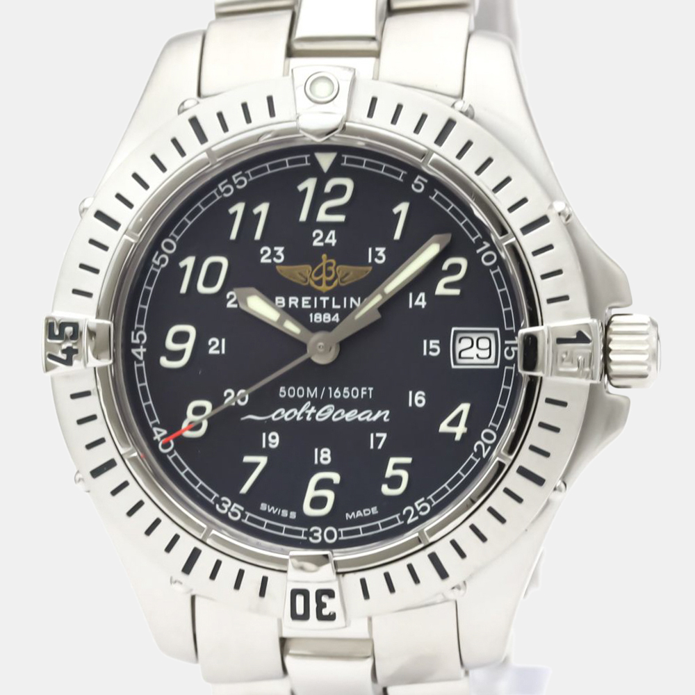 

Breitling Blue Stainless Steel Colt Ocean Quartz A64350 Men's Wristwatch 38 MM