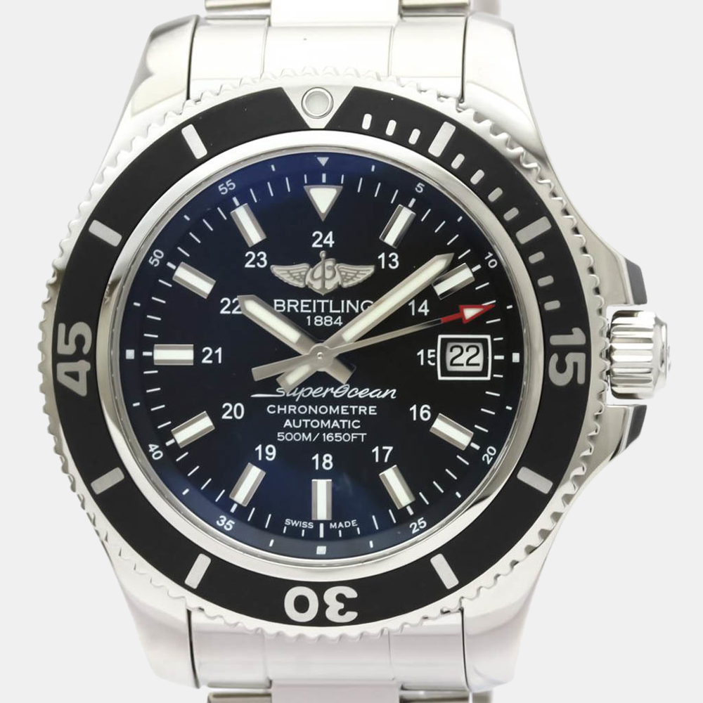 

Breitling Black Stainless Steel Superocean II A17365 Automatic Men's Wristwatch 42 MM