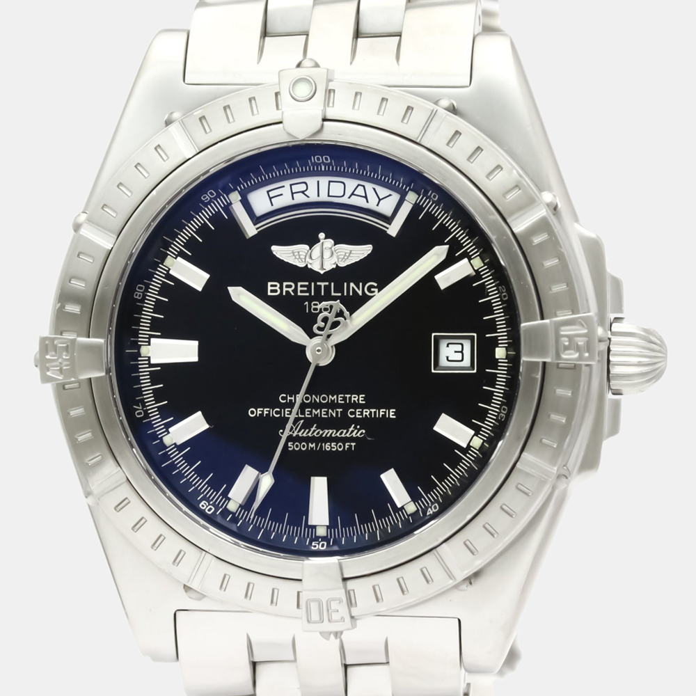 

Breitling Black Stainless Steel Headwind Automatic A45355 Bf545229 Men's Wristwatch 43 mm