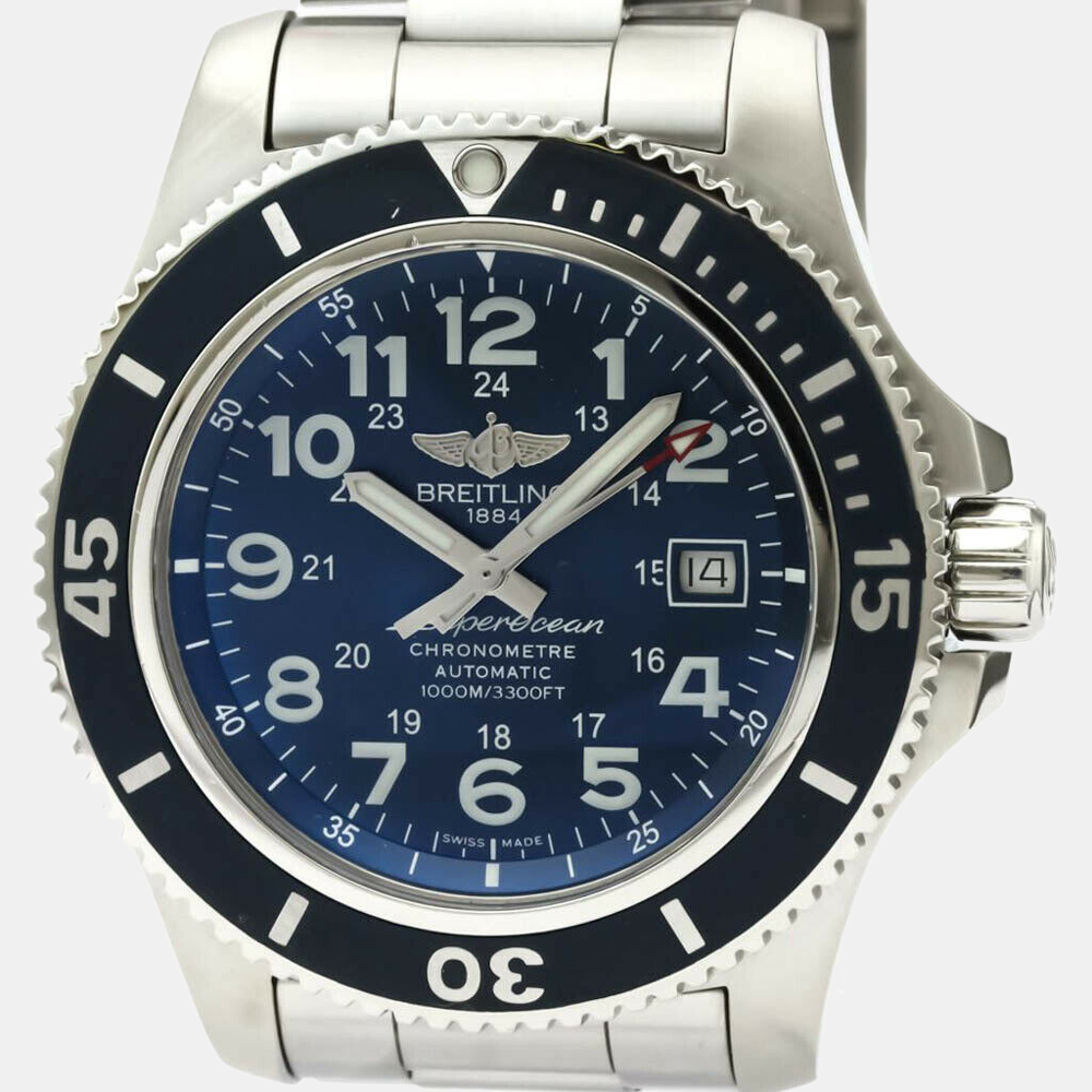 

Breitling Blue Stainless Steel Super Ocean II Automatic A17392 Men's Wristwatch 44 mm