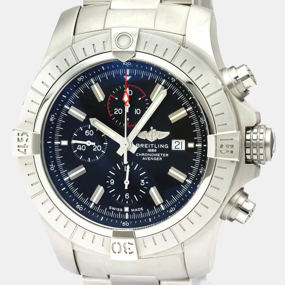 

Breitling Black Stainless Steel Super Avenger Chronograph A13375 Men's Wristwatch 49 mm