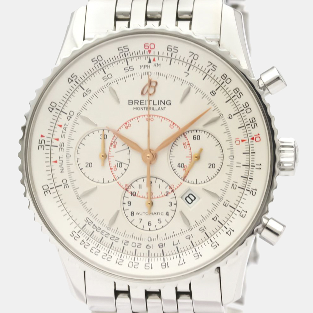 

Breitling Silver Stainless Steel Navitimer Montbrillant Automatic A41370 Men's Wristwatch 38 mm