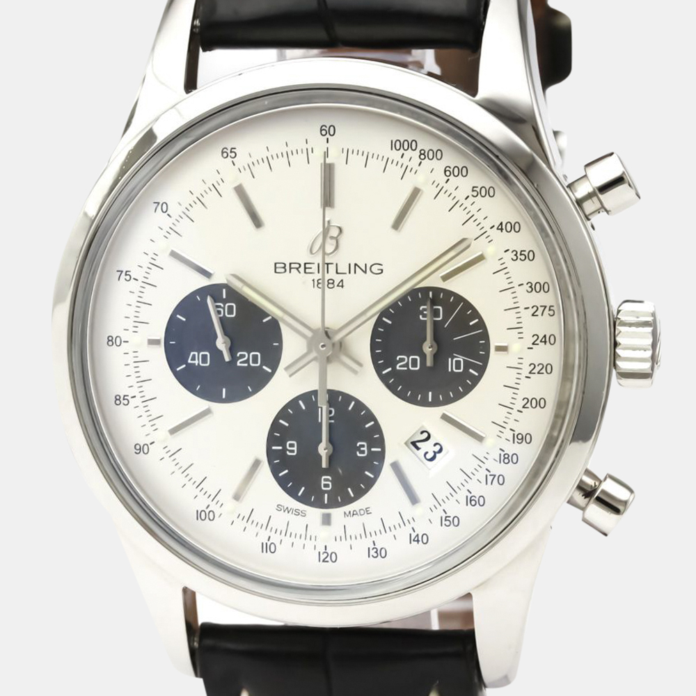 

Breitling Silver Stainless Steel Transocean Chronograph Automatic AB0152 Men's Wristwatch 43 mm