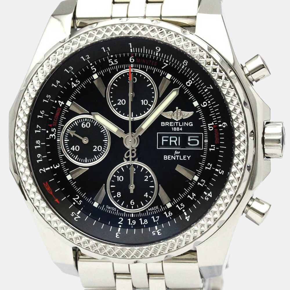 

Breitling Black Stainless Steel Bentley GT Automatic A13362 Men's Wristwatch 45 mm