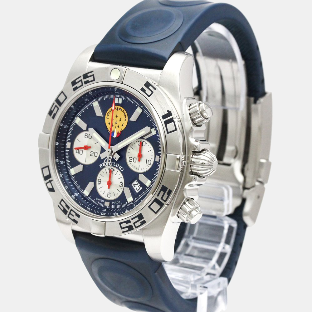 

Breitling Blue Stainless Steel Chronomat Patrouille de France AB0110 Men's Wristwatch 44 mm