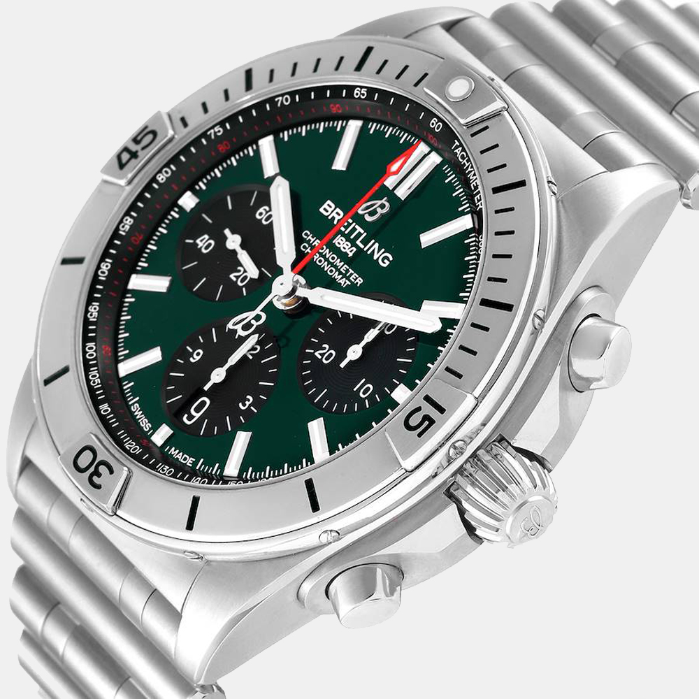 

Breitling Green Stainless Steel Chronomat AB0134 Automatic Men's Wristwatch 42 mm