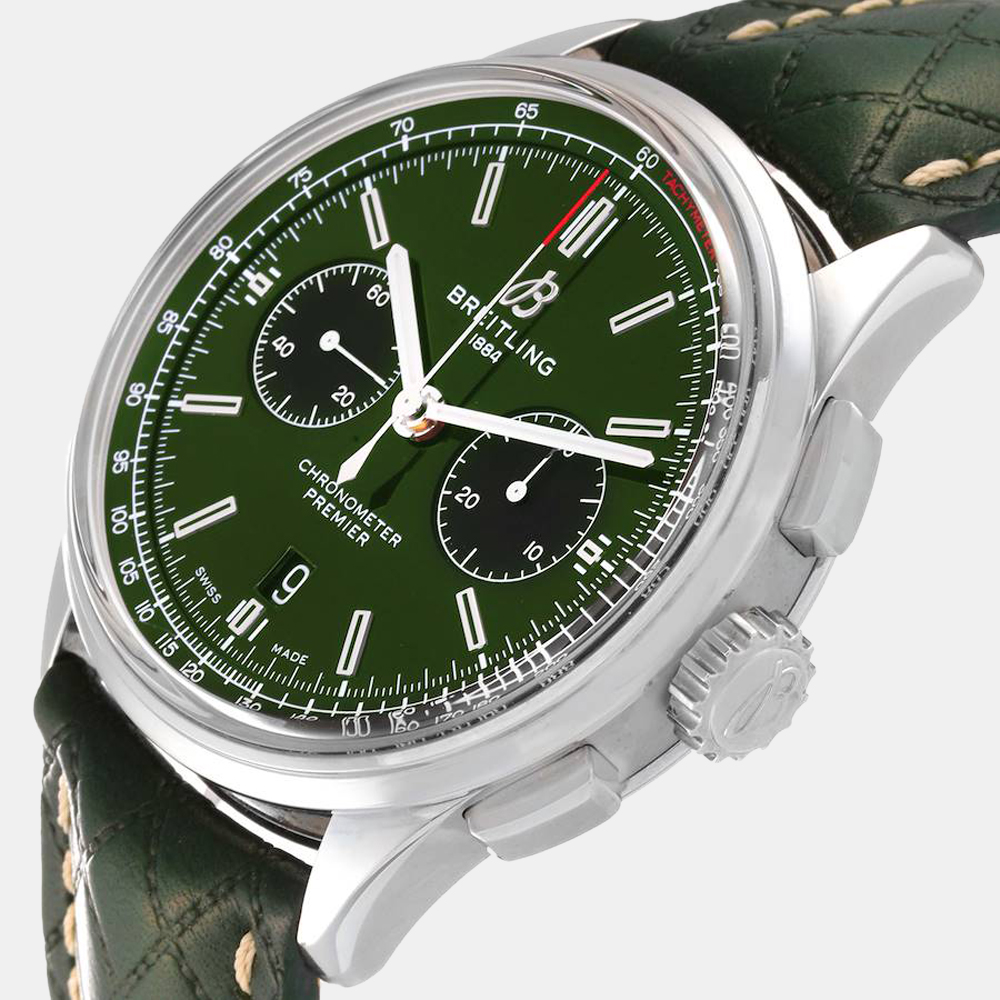 

Breitling Green Stainless Steel Premier Bentley AB0118 Automatic Men's Wristwatch 42 mm