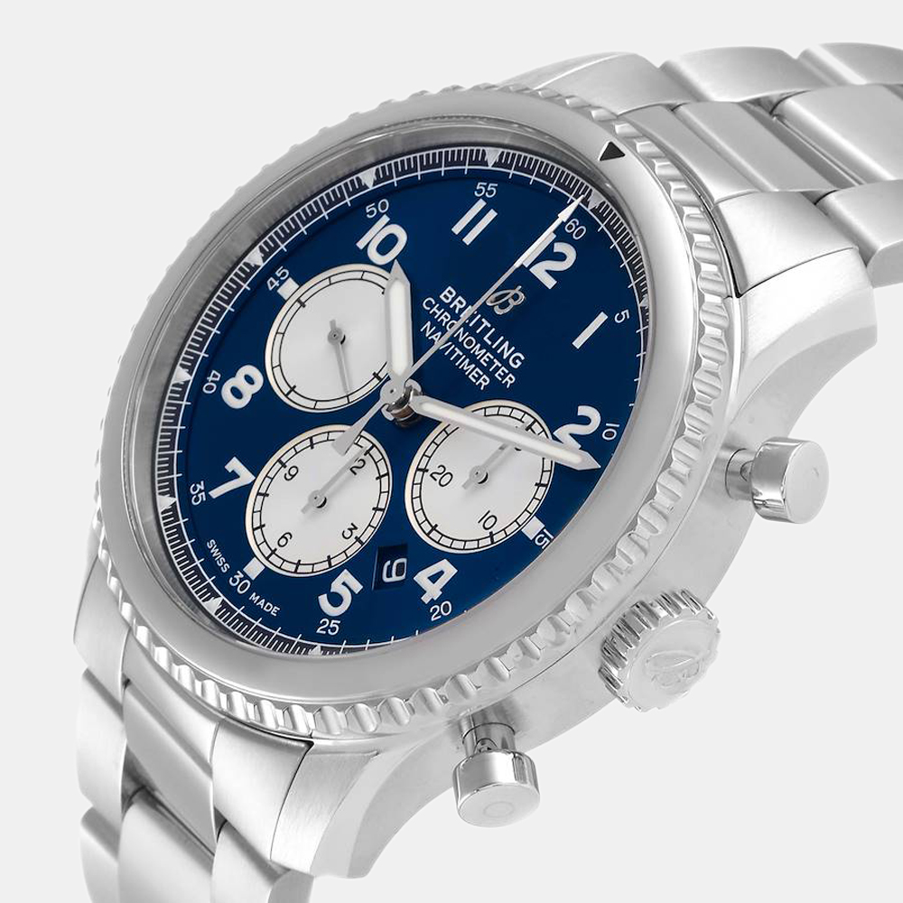 

Breitling Blue Stainless Steel Navitimer AB0117 Automatic Men's Wristwatch 43 mm
