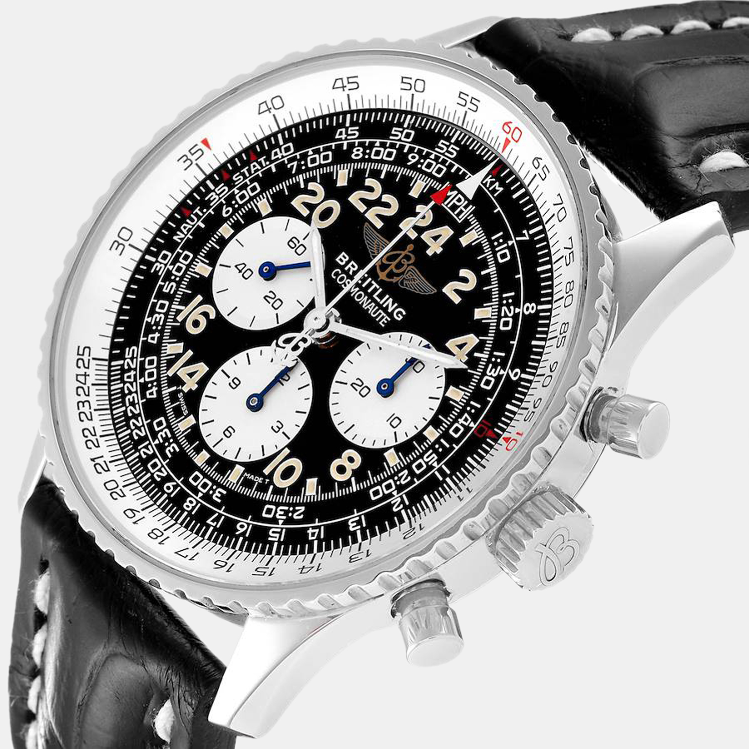 

Breitling Black Stainless Steel Navitimer A12322 Manual Winding Men's Wristwatch 41.5 mm