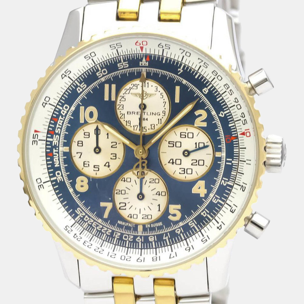 

Breitling Blue 18k Yellow Gold And Stainless Steel Navitimer D33030 Automatic Men's Wristwatch 38 mm