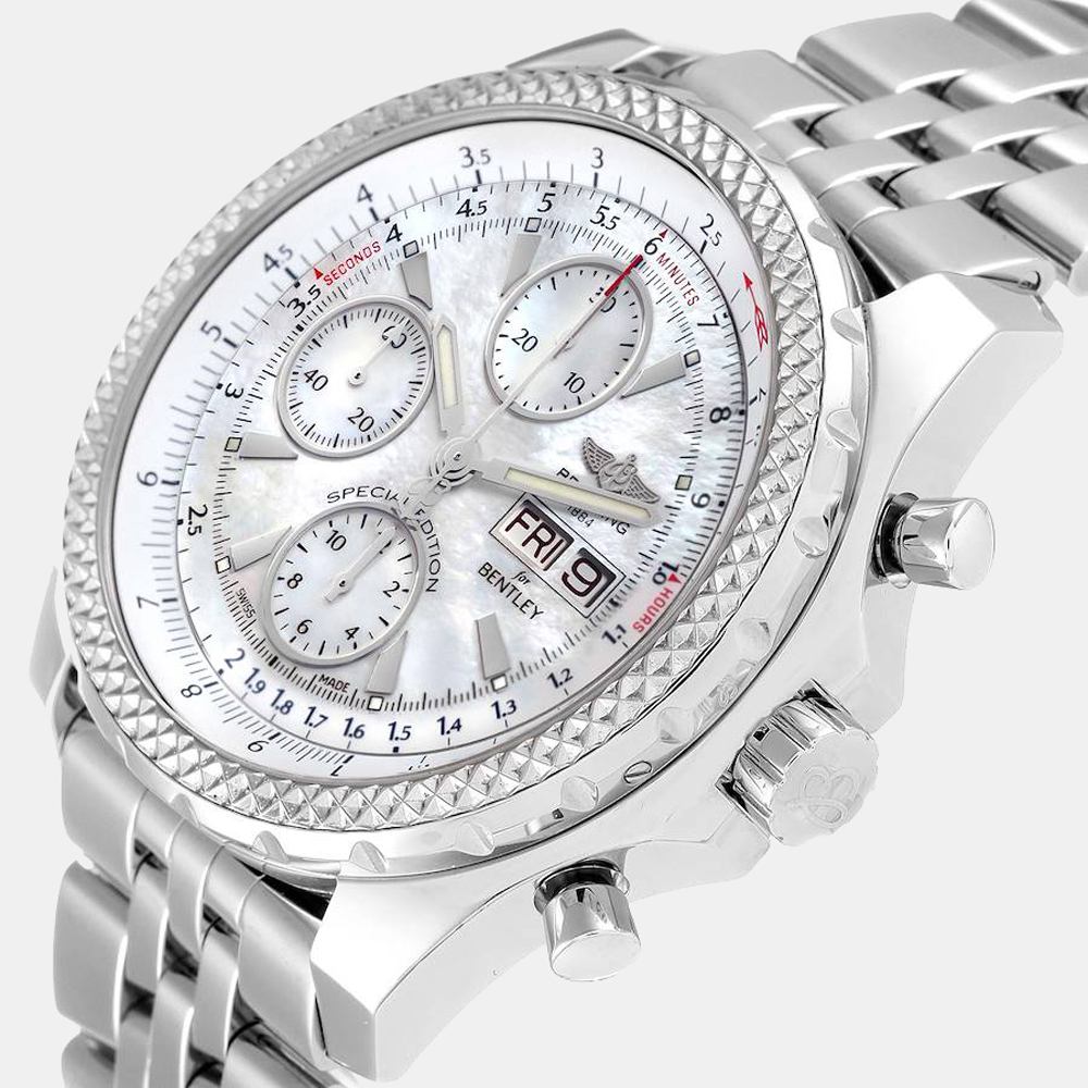 

Breitling Mother Of Pearl Stainless Steel Bentley A13362 Automatic Men's Wristwatch 45 mm, White