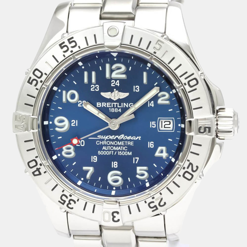 

Breitling Blue Stainless Steel Superocean A17360 Automatic Men's Wristwatch 41 mm