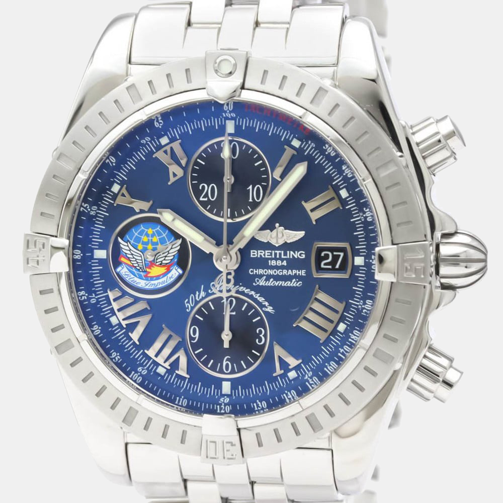 

Breitling Blue Stainless Steel Chronomat Evolution A13356 Automatic Men's Wristwatch 44 mm