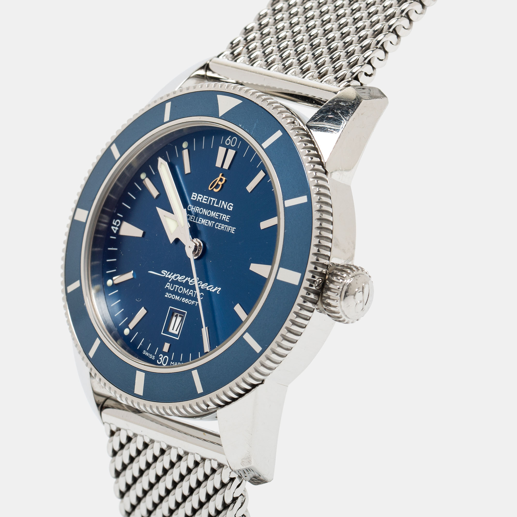 

Breitling Blue Stainless Steel SuperOcean Heritage A1732016-C734-152A Men's Wristwatch, Silver