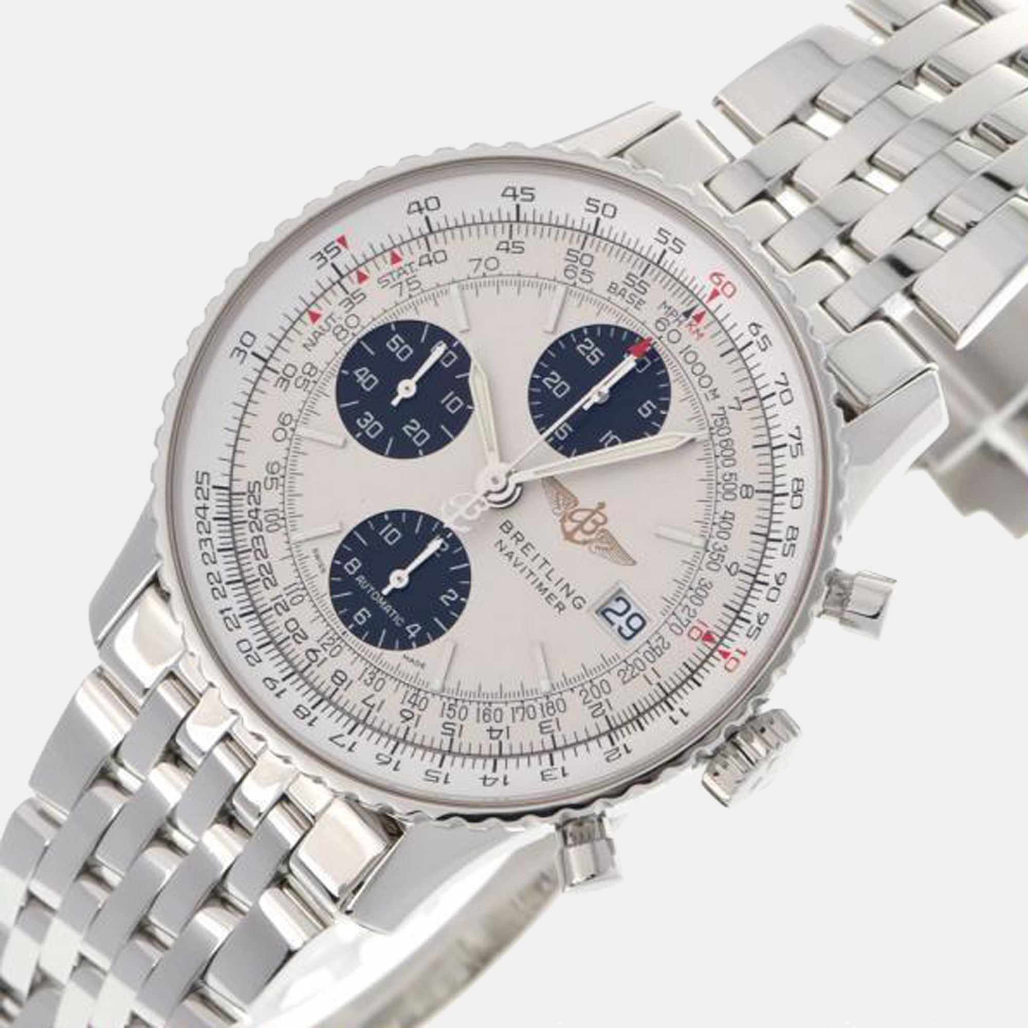 

Breitling White Stainless Steel Old Navitimer A13324 Automatic Men's Wristwatch 42 mm