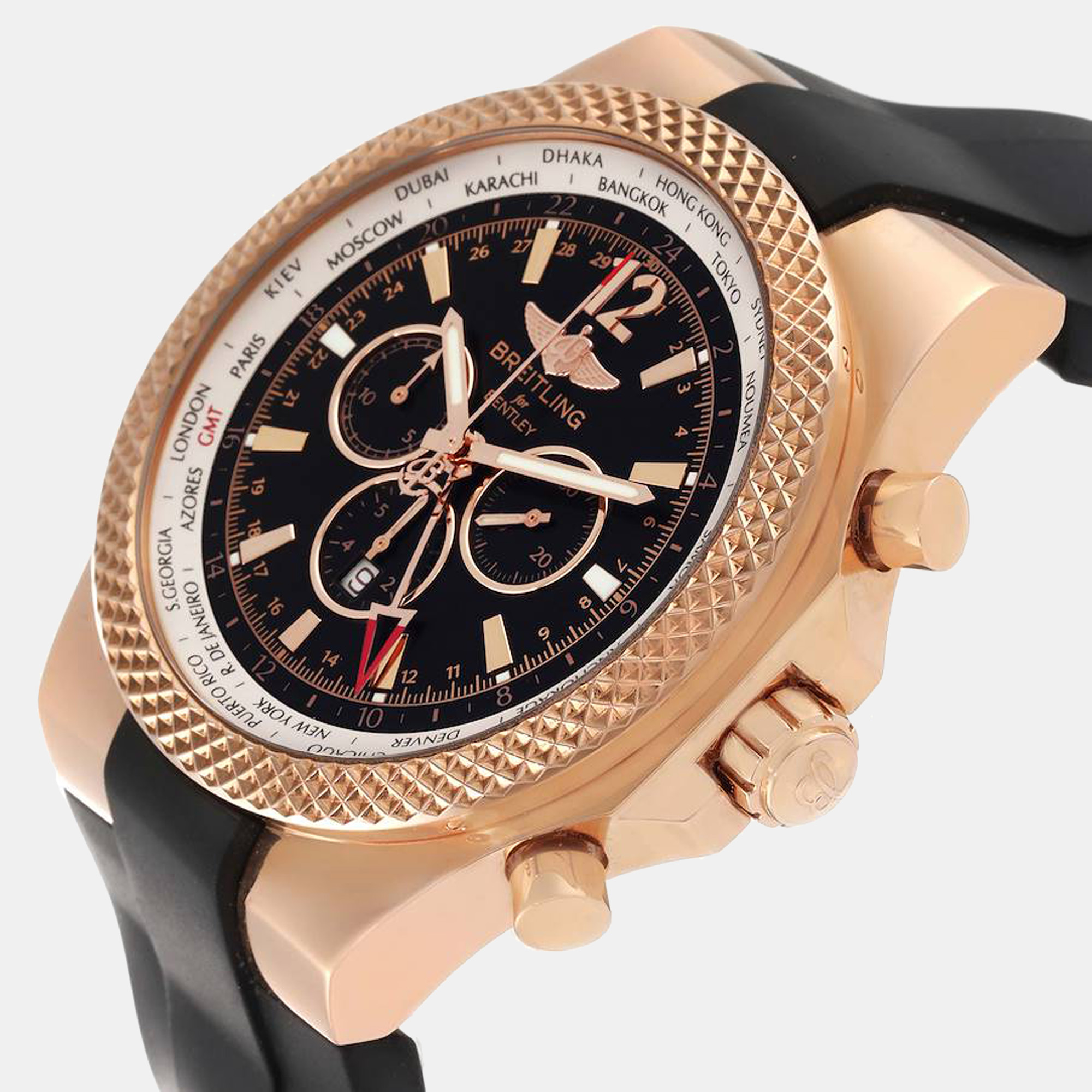 

Breitling Black 18k Rose Gold Bentley R47362 Automatic Men's Wristwatch 49 mm