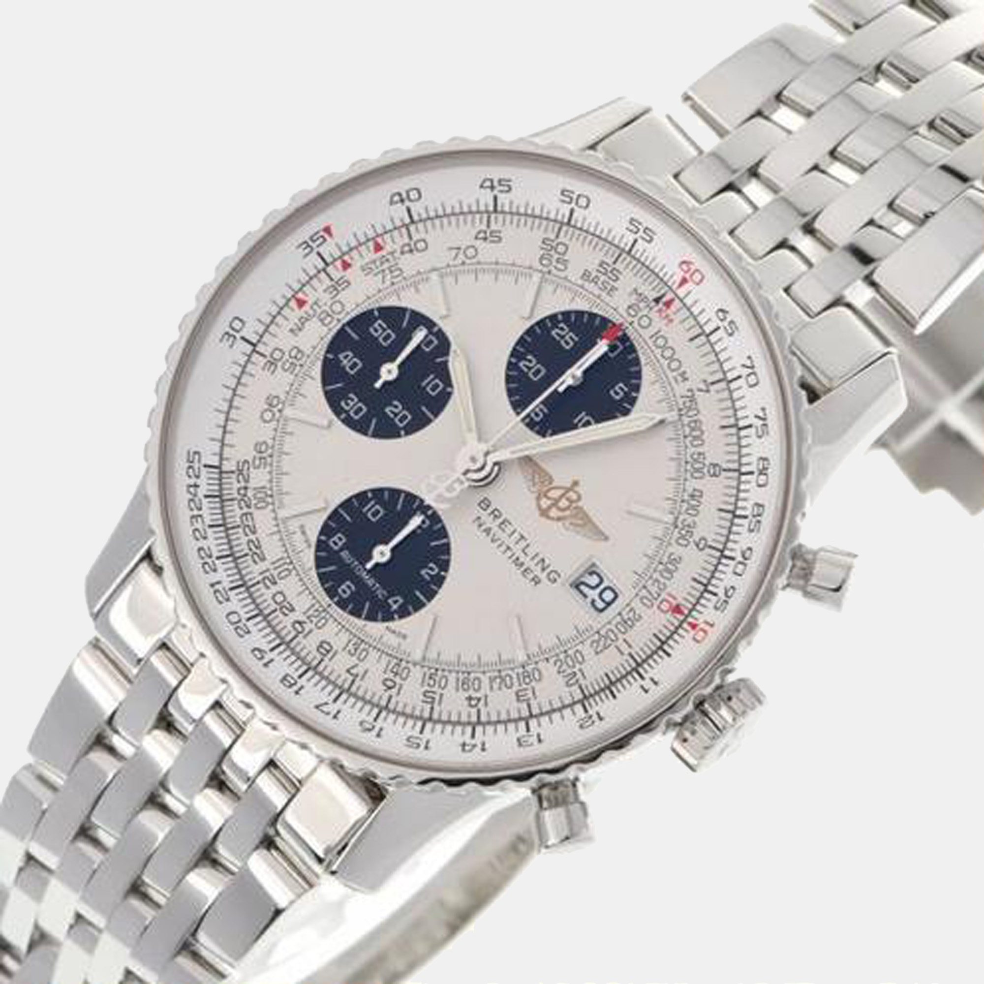 

Breitling White Stainless Steel Old Navitimer A13324 Automatic Men's Wristwatch 41 mm