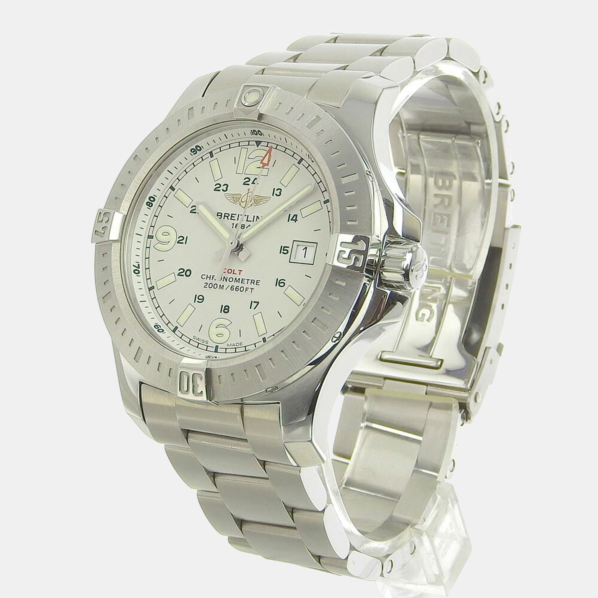 

Breitling White Stainless Steel Colt A7438811 Quartz Men's Wristwatch 44 mm