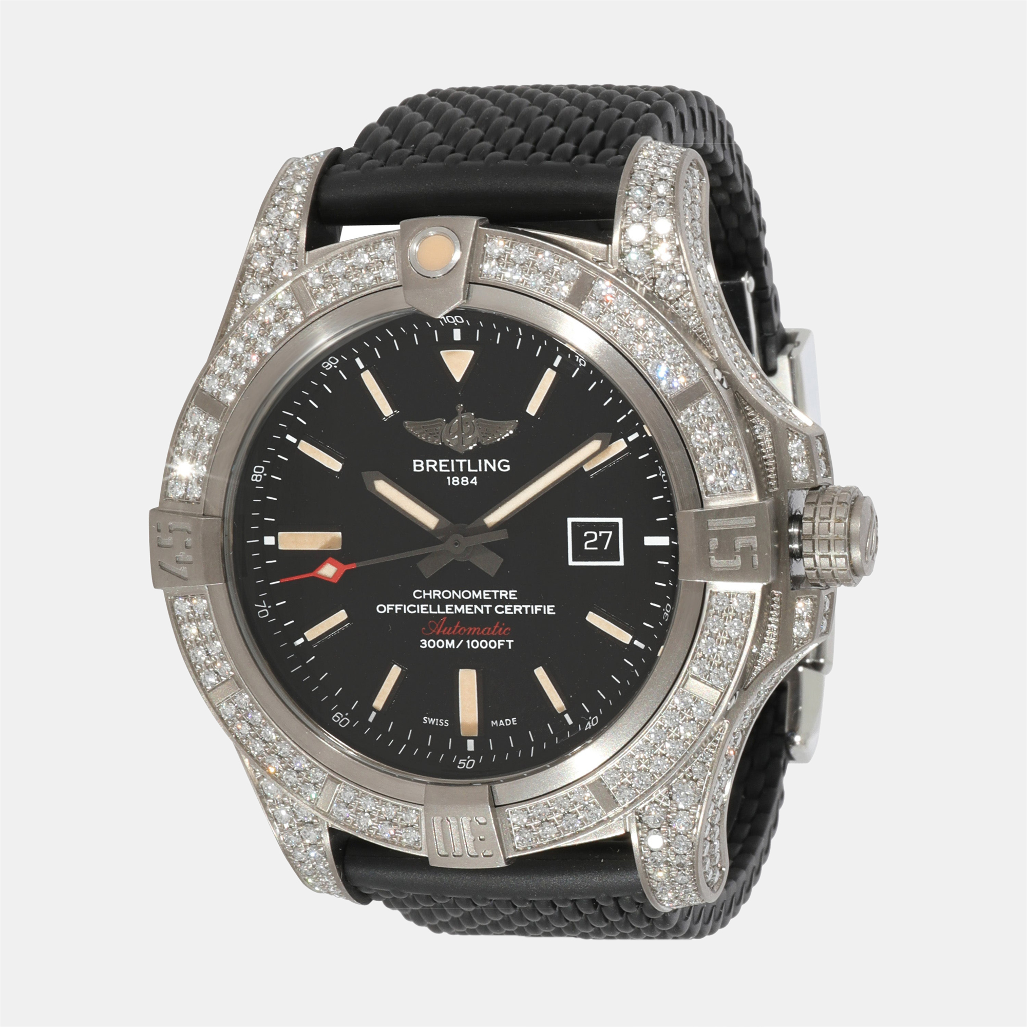 Pre-owned Breitling Black Diamond Titanium Avenger Blackbird E1731063/bd12 Automatic Men's Wristwatch 48 Mm