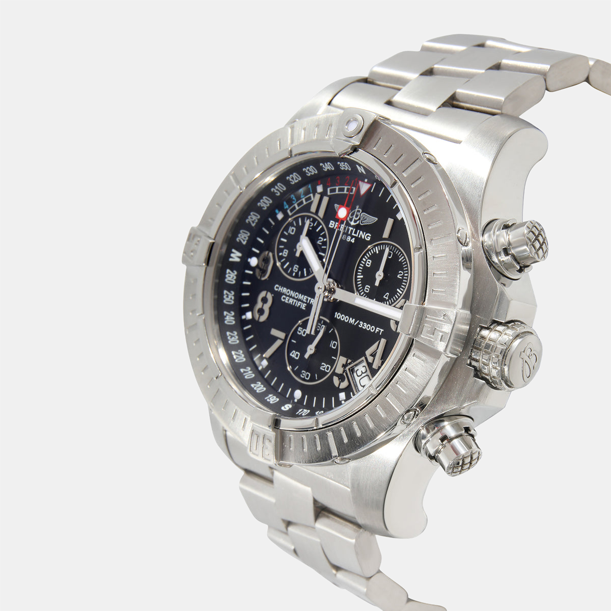 

Breitling Black Stainless Steel Avenger Seawolf A73390 Men's Wristwatch 45 mm