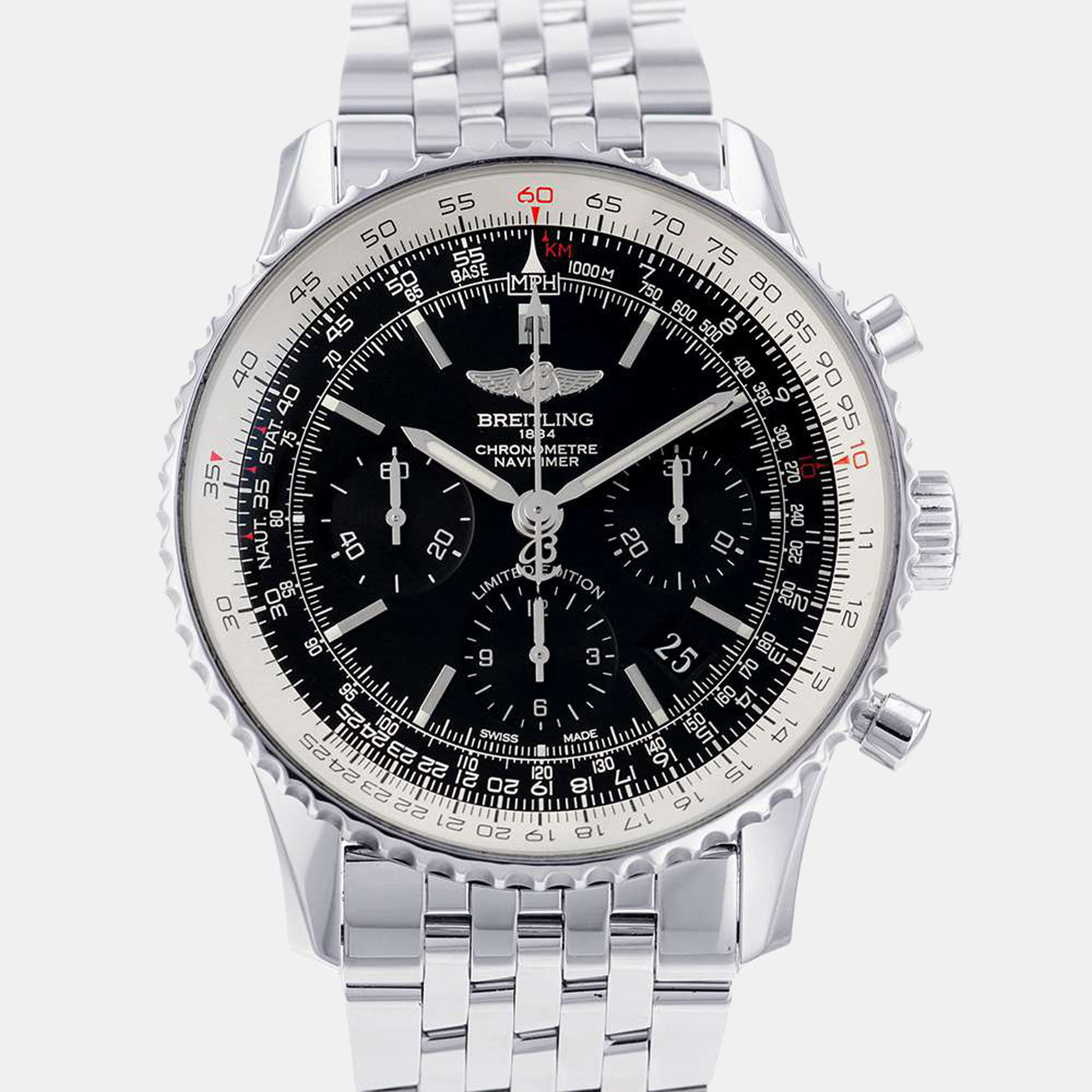 

Breitling Black Stainless Steel Navitimer AB01211Y/BE65 Automatic Men's Wristwatch 43 mm