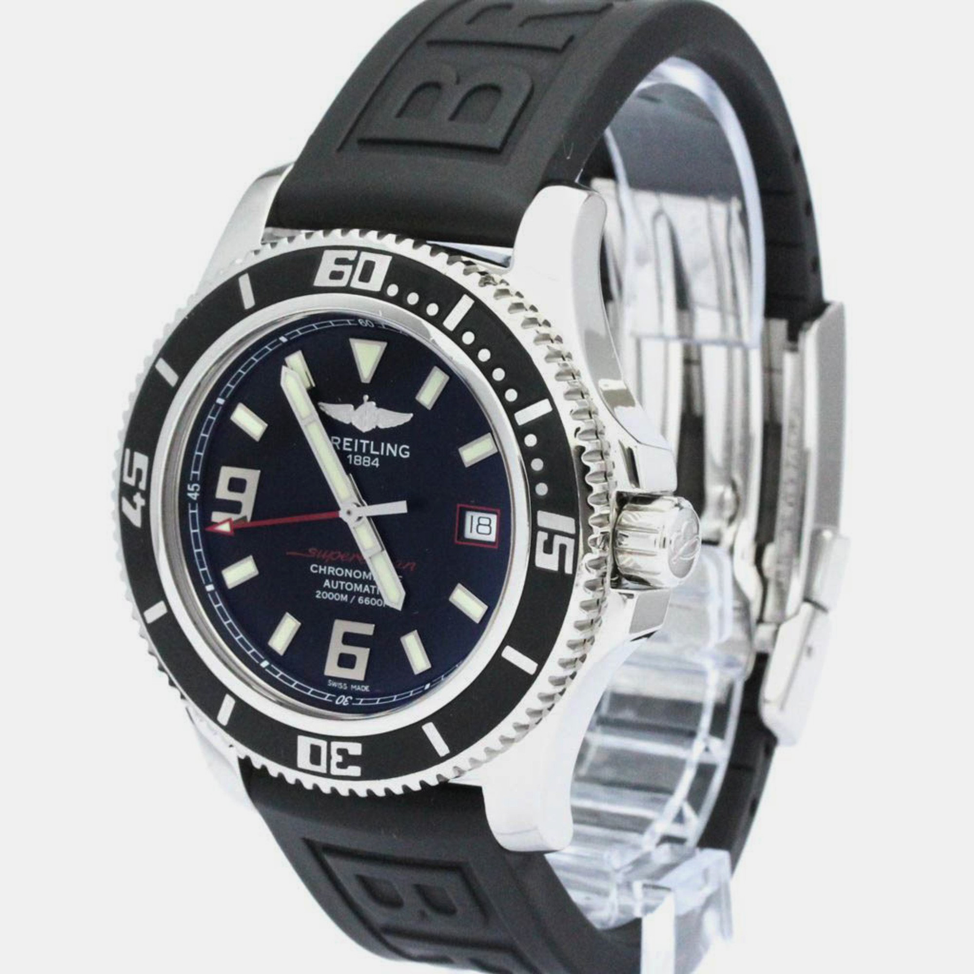 

Breitling Black Stainless Steel Superocean A17391 Automatic Men's Wristwatch 44 mm