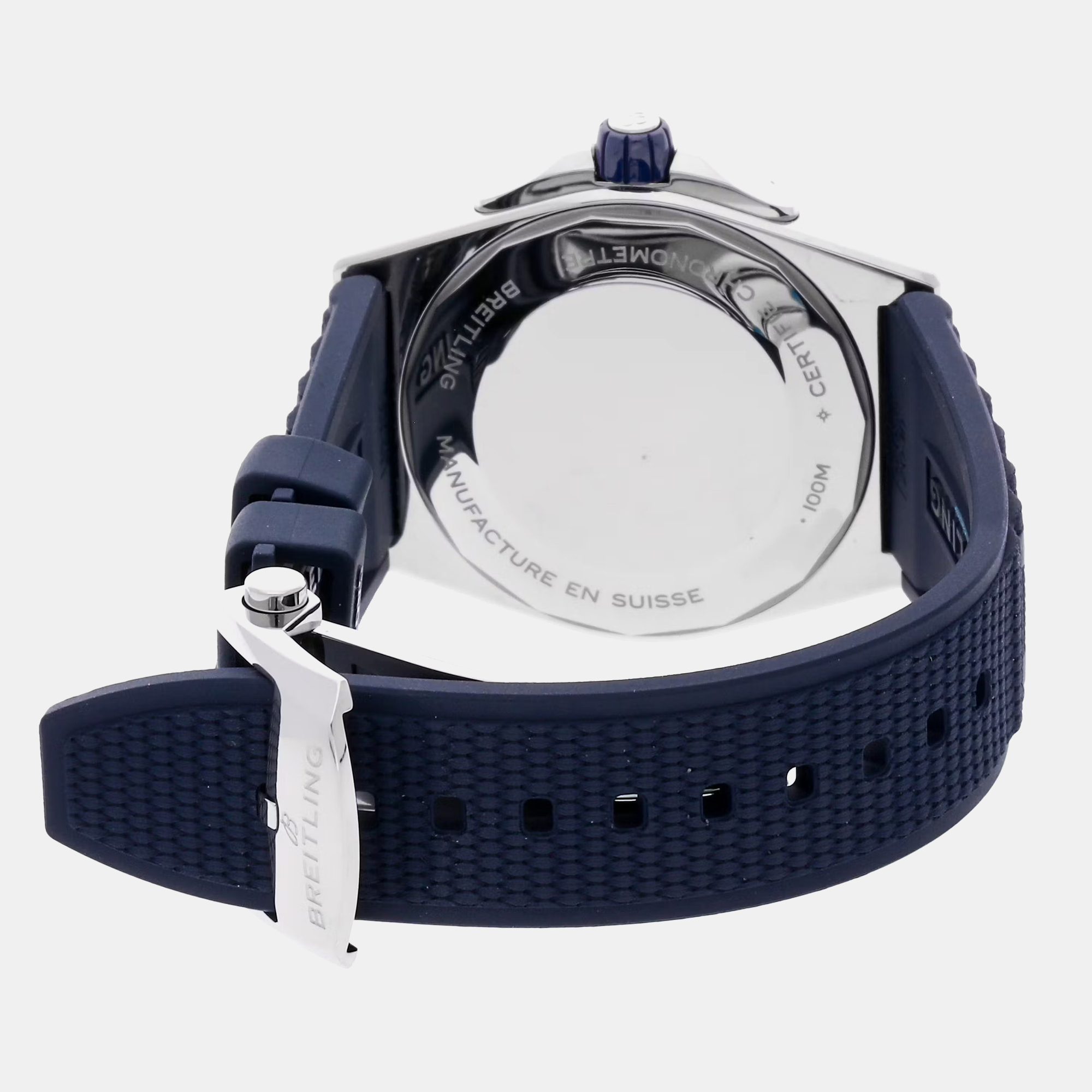 Breitling Blue Stainless Steel Chronomat Automatic Men`s Wristwatch 38 mm 