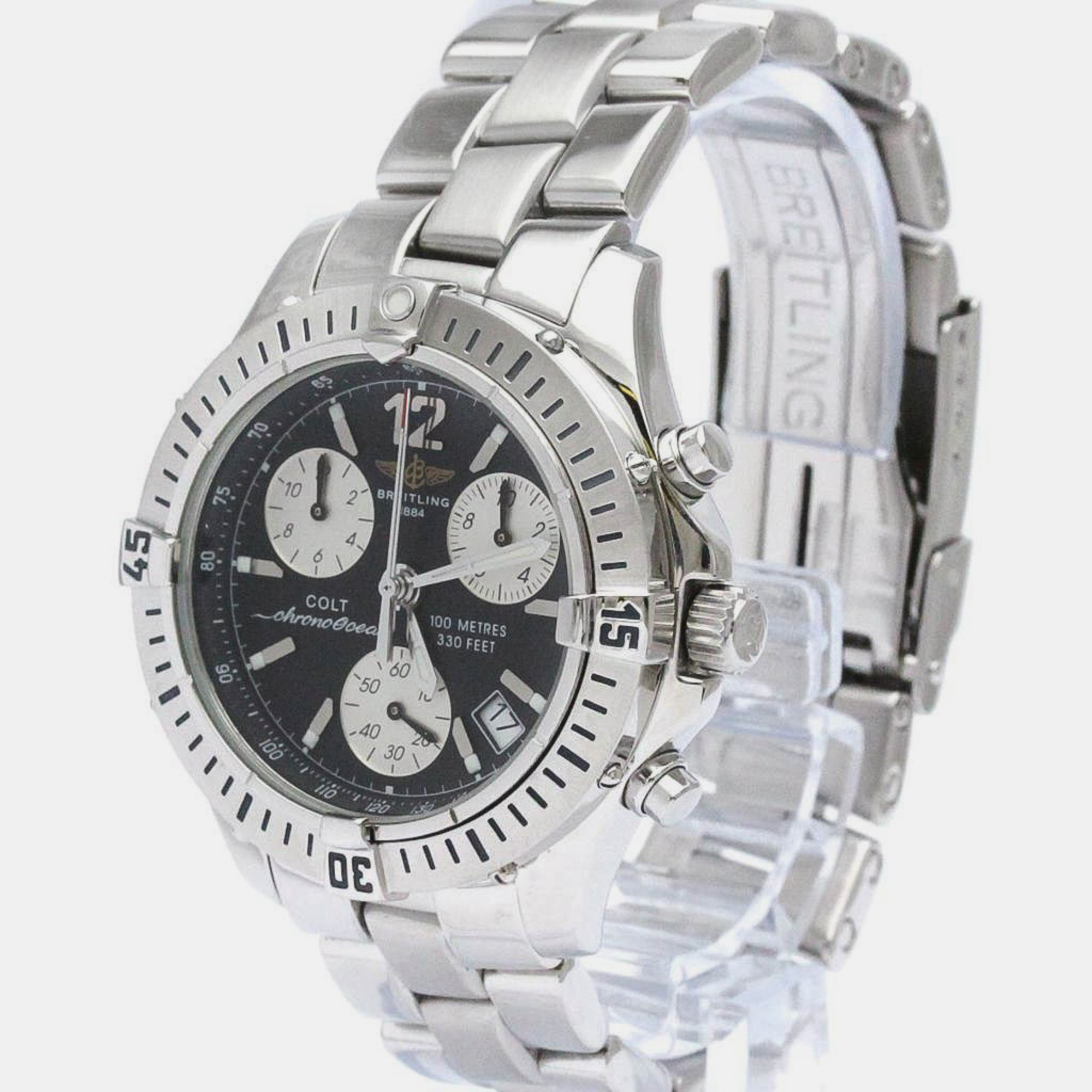 

Breitling Black Stainless Steel Colt A53050 Quartz Men's Wristwatch 37 mm