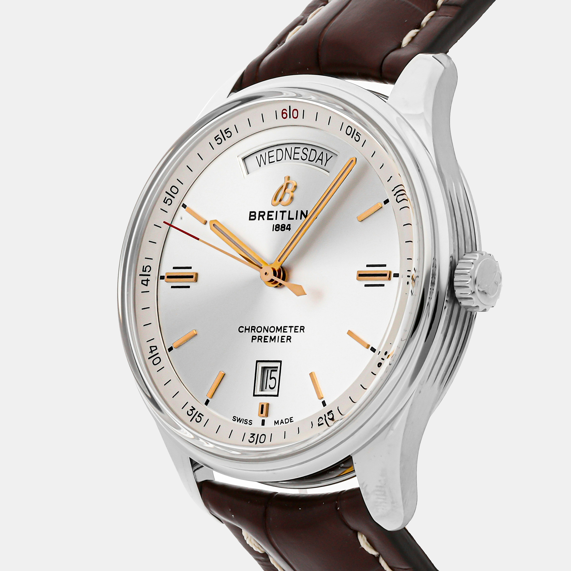 

Breitling Silver Stainless Steel Premier A45340211G1P2 Men's Wristwatch 40 mm