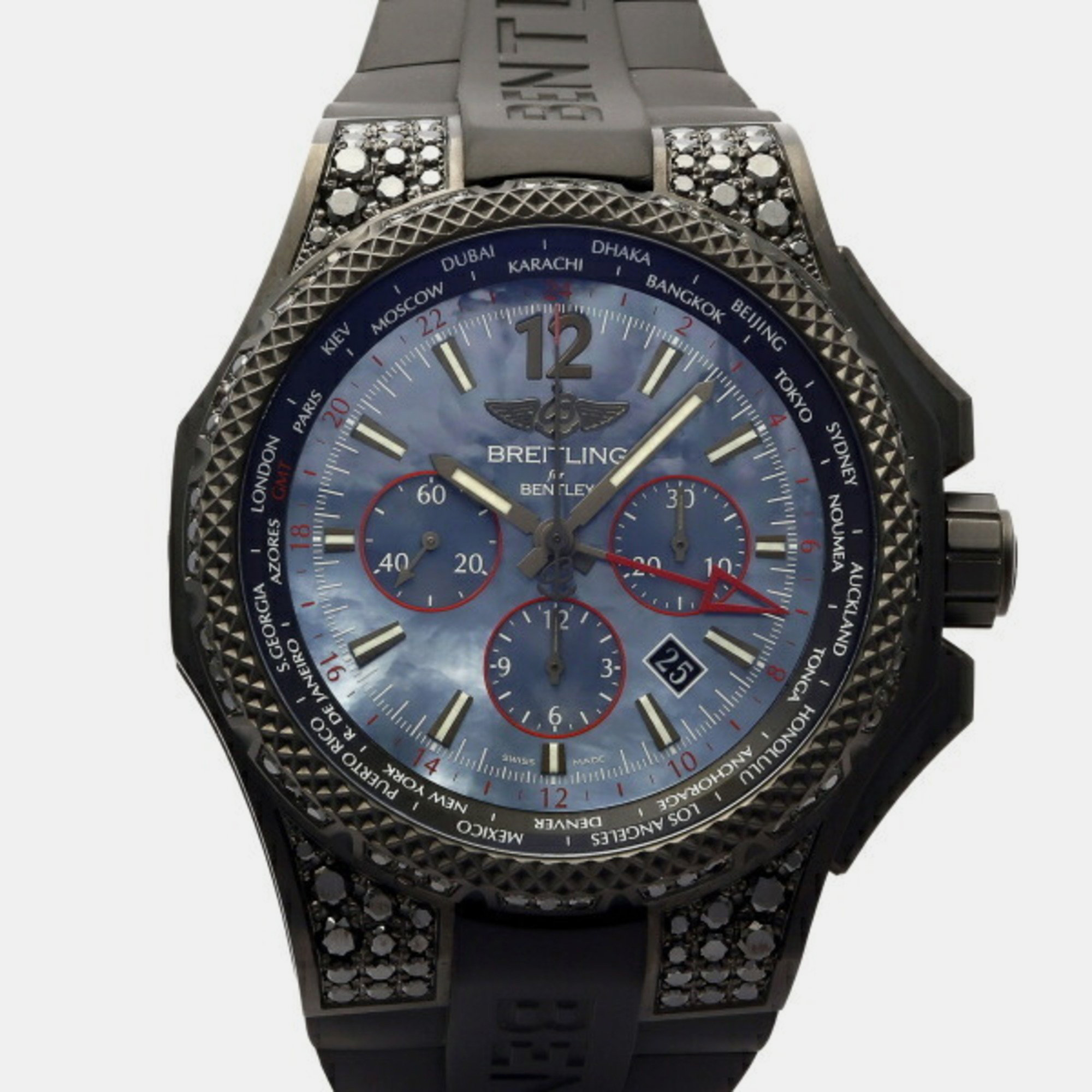 Pre-owned Breitling Black Titanium Bentley Vb0432au/be25 Automatic Men's Wristwatch 49 Mm