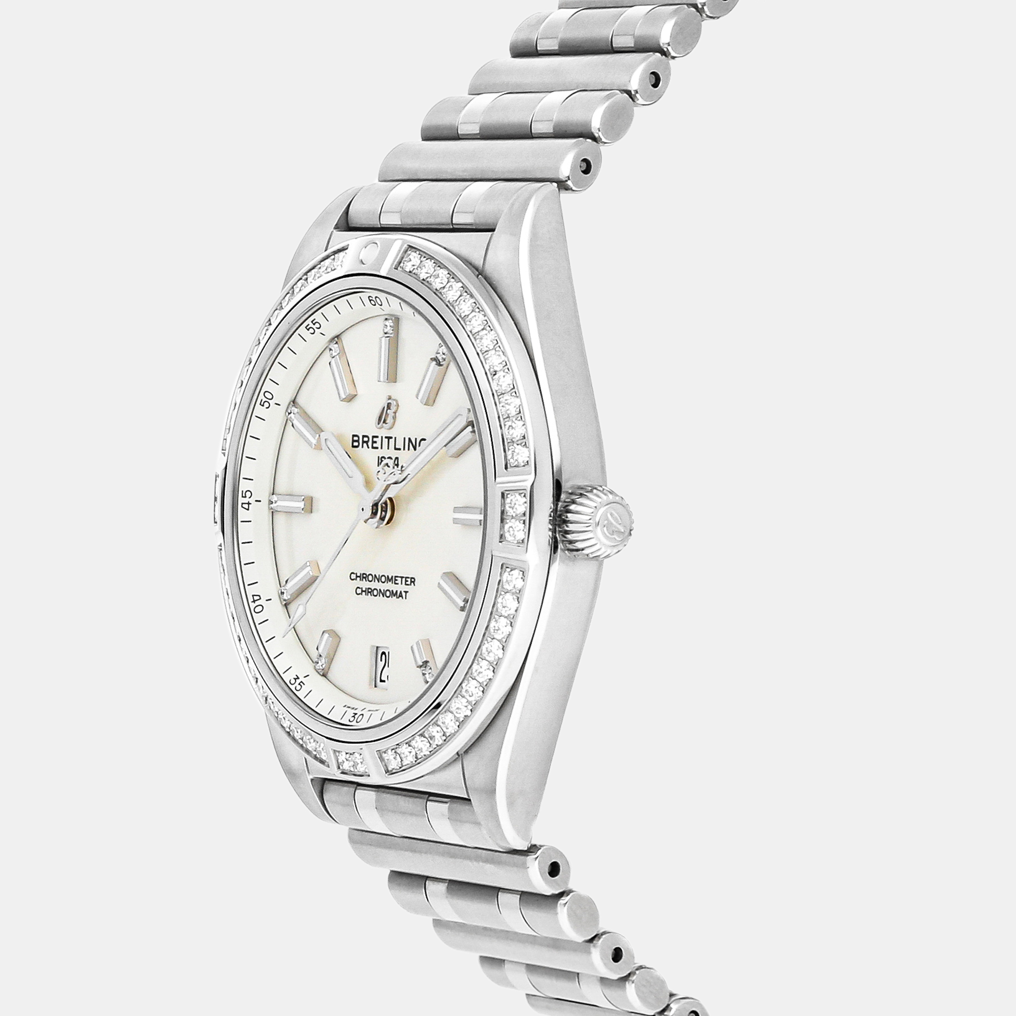 

Breitling Silver Stainless Steel Chronomat A10380591A1A1 Automatic Men's Wristwatch 36 mm