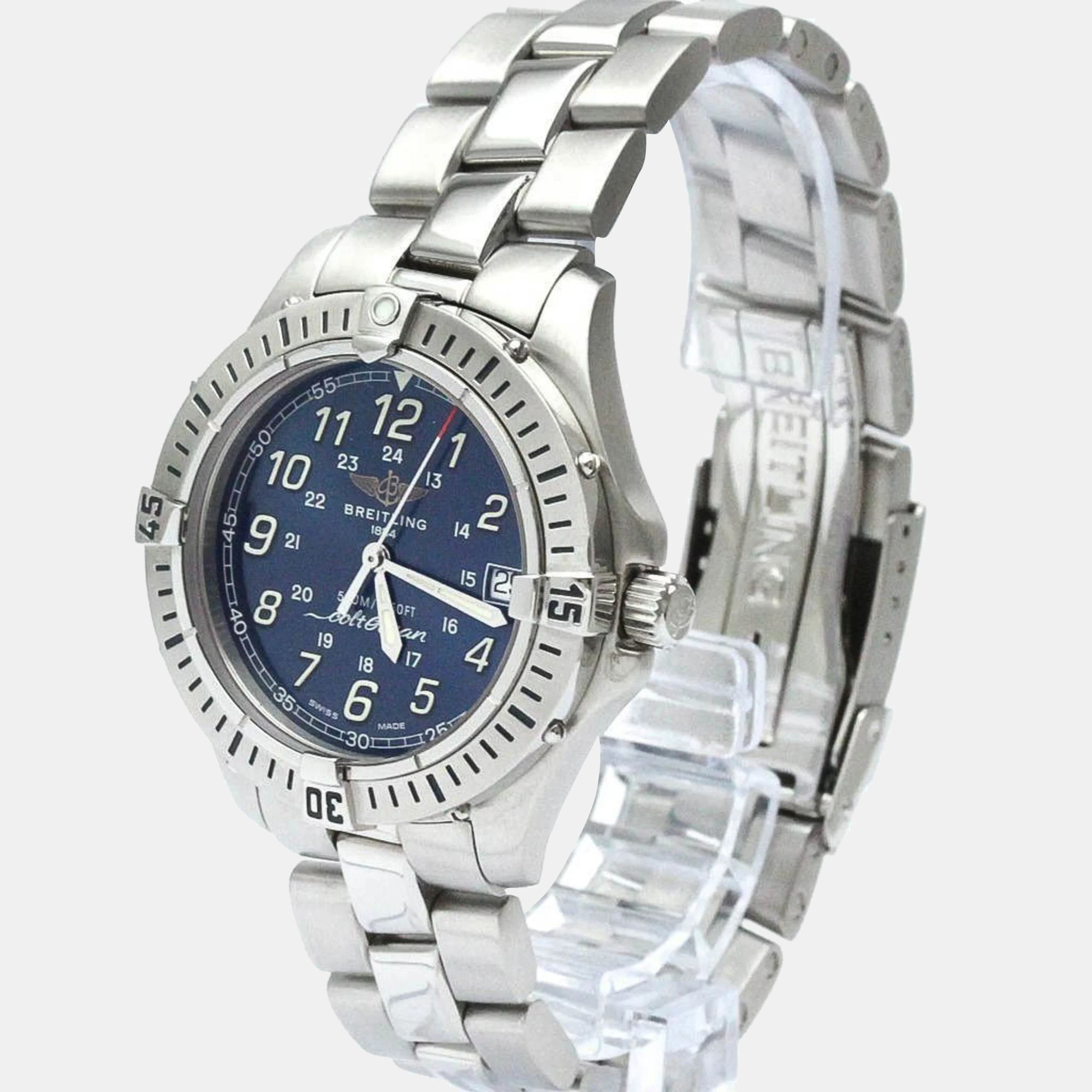 

Breitling Blue Stainless Steel Colt A64350 Quartz Men's Wristwatch 38 mm