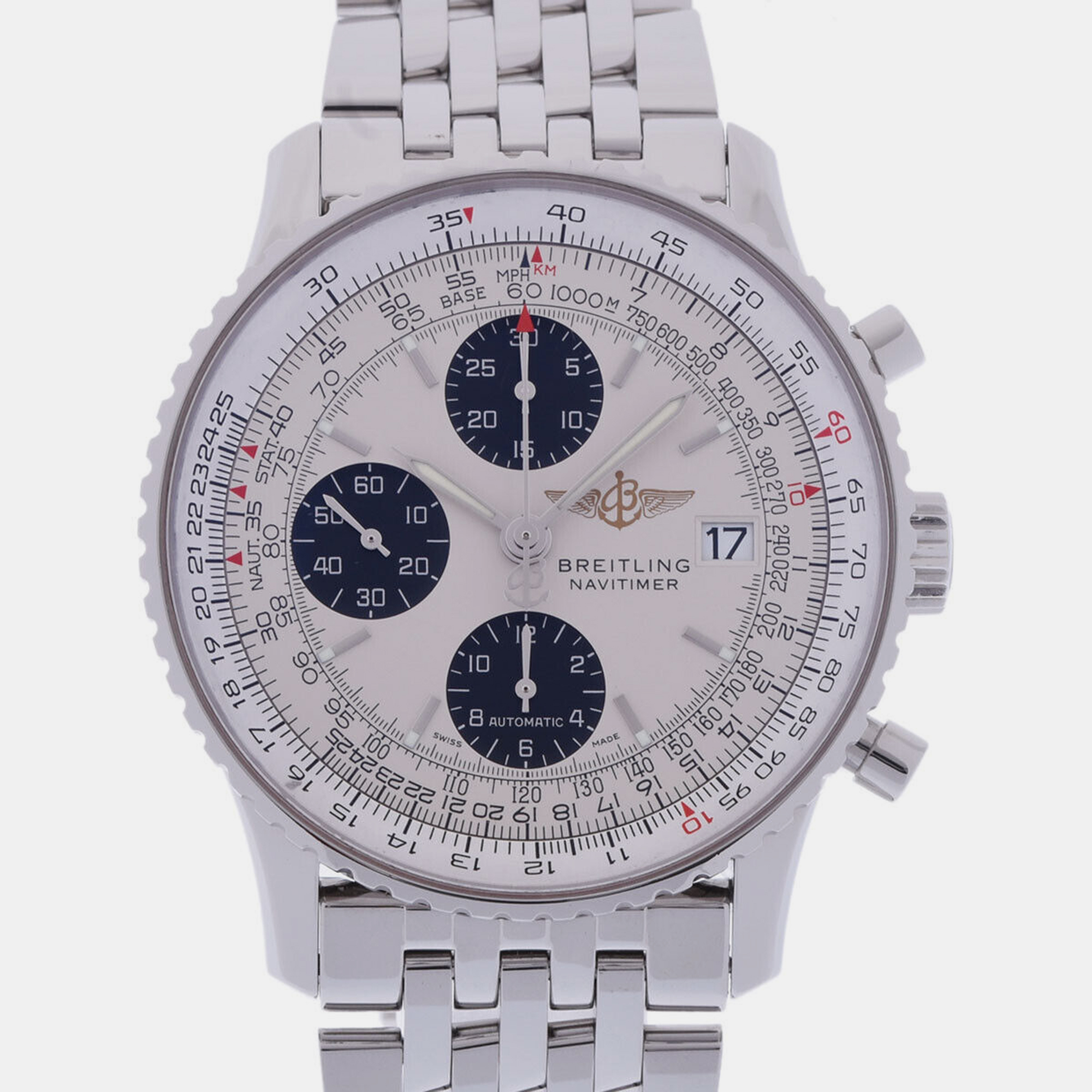 Pre-owned Breitling Silver Stainless Steel Navitimer A13324 Automatic Men's Wristwatch 41 Mm