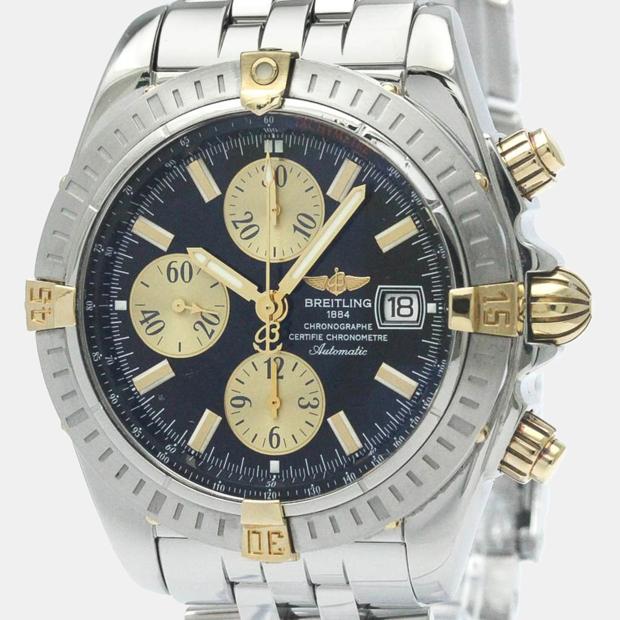 

Breitling Black Yellow Gold Stainless Steel Chronomat B13356 Automatic Men's Wristwatch 44 mm