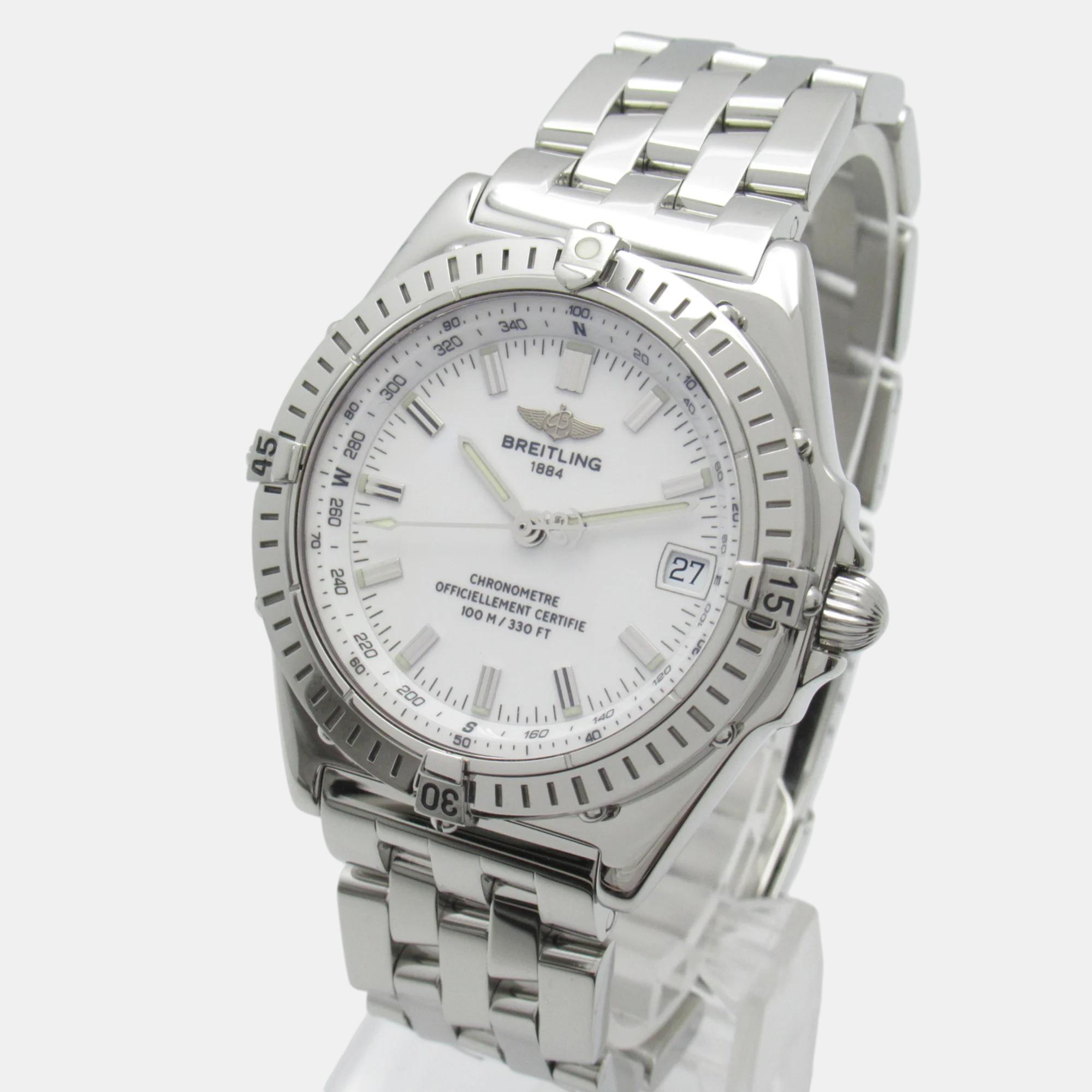 

Breitling White Stainless Steel Wings A10350 Automatic Men's Wristwatch 38 mm