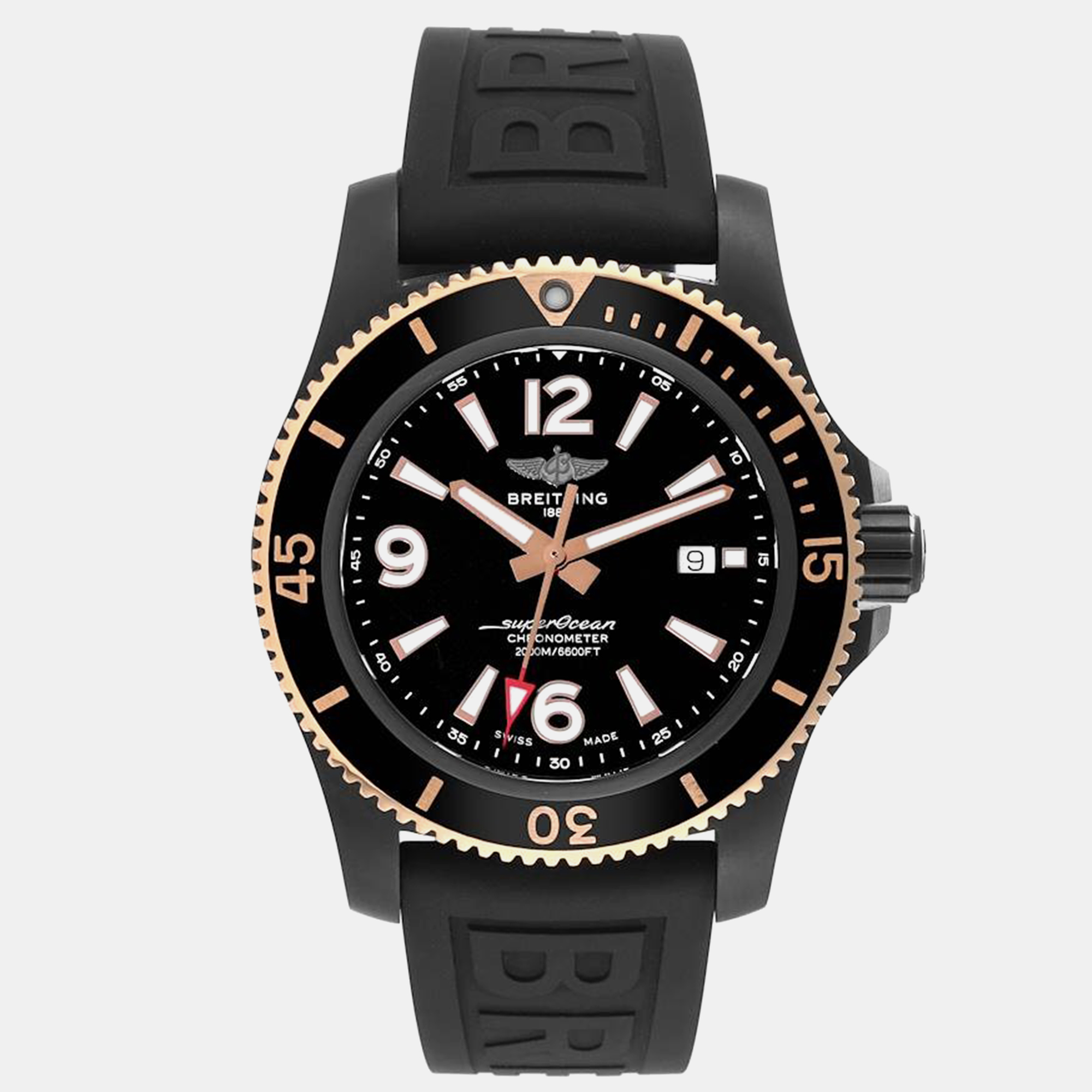 

Breitling Black Rose Gold Stainless Steel Superocean U17368 Automatic Men's Wristwatch 46 mm