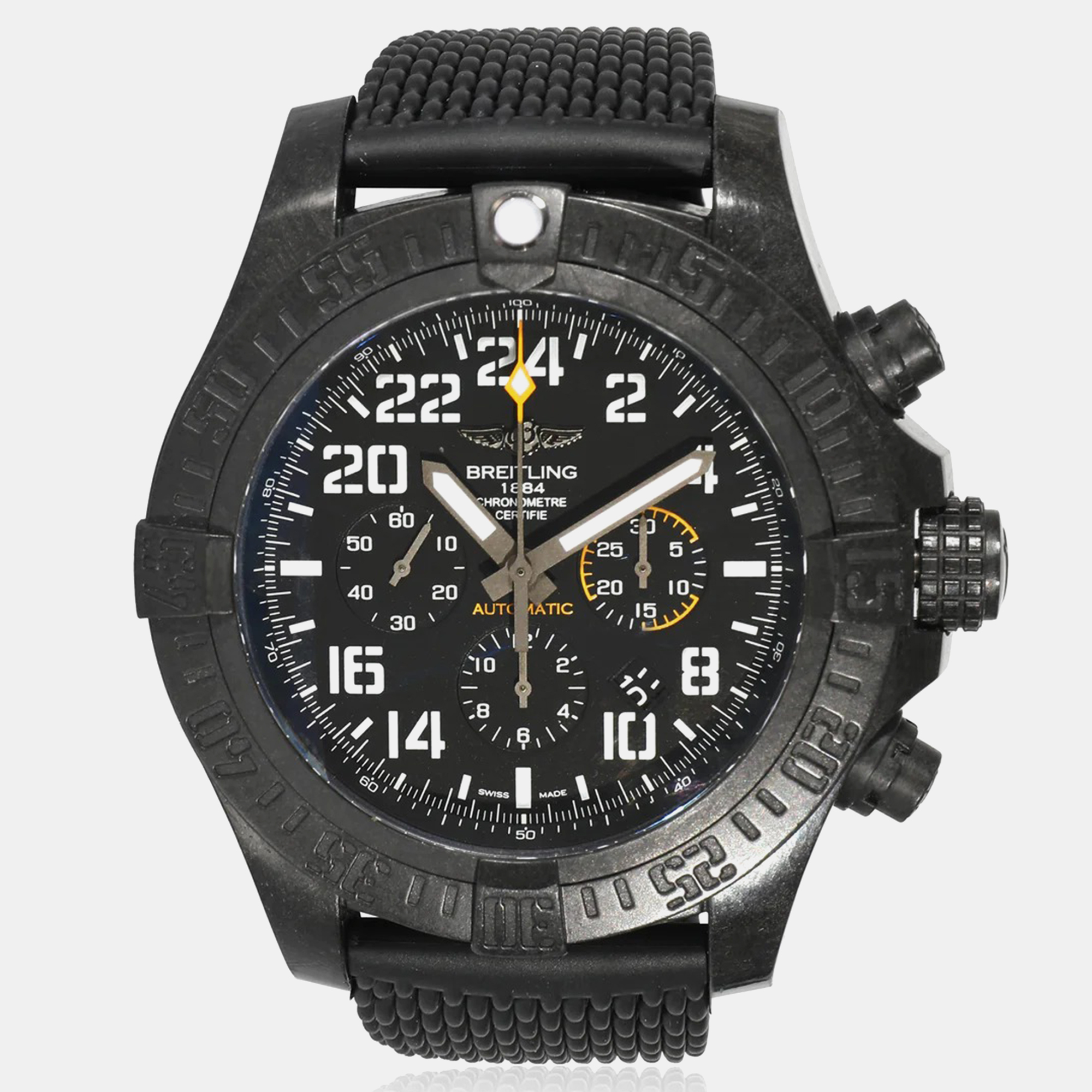 Pre-owned Breitling Black Polycarbonate Avenger Hurricane Xb1210e4/be89 Automatic Men's Wristwatch 50 Mm