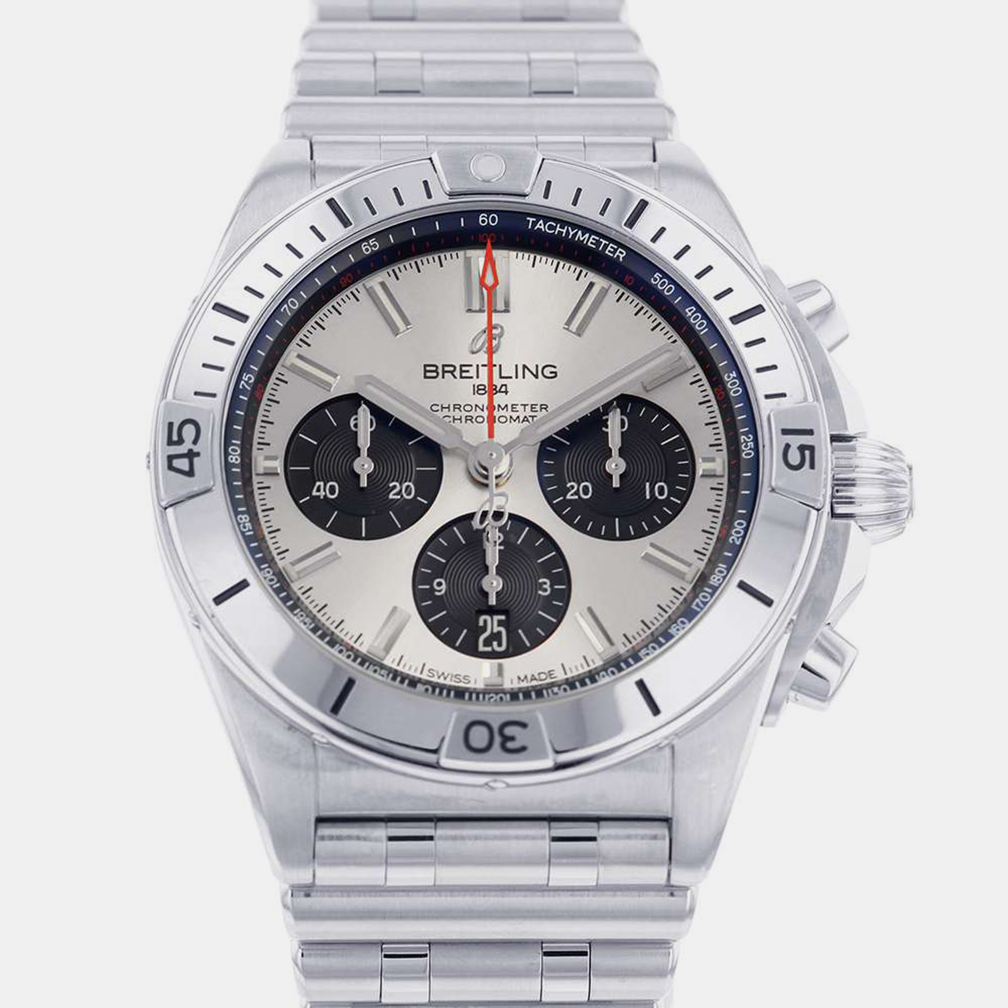 Pre-owned Breitling Silver Stainless Steel Chronomat Automatic Chronograph Men's Wristwatch 42 Mm