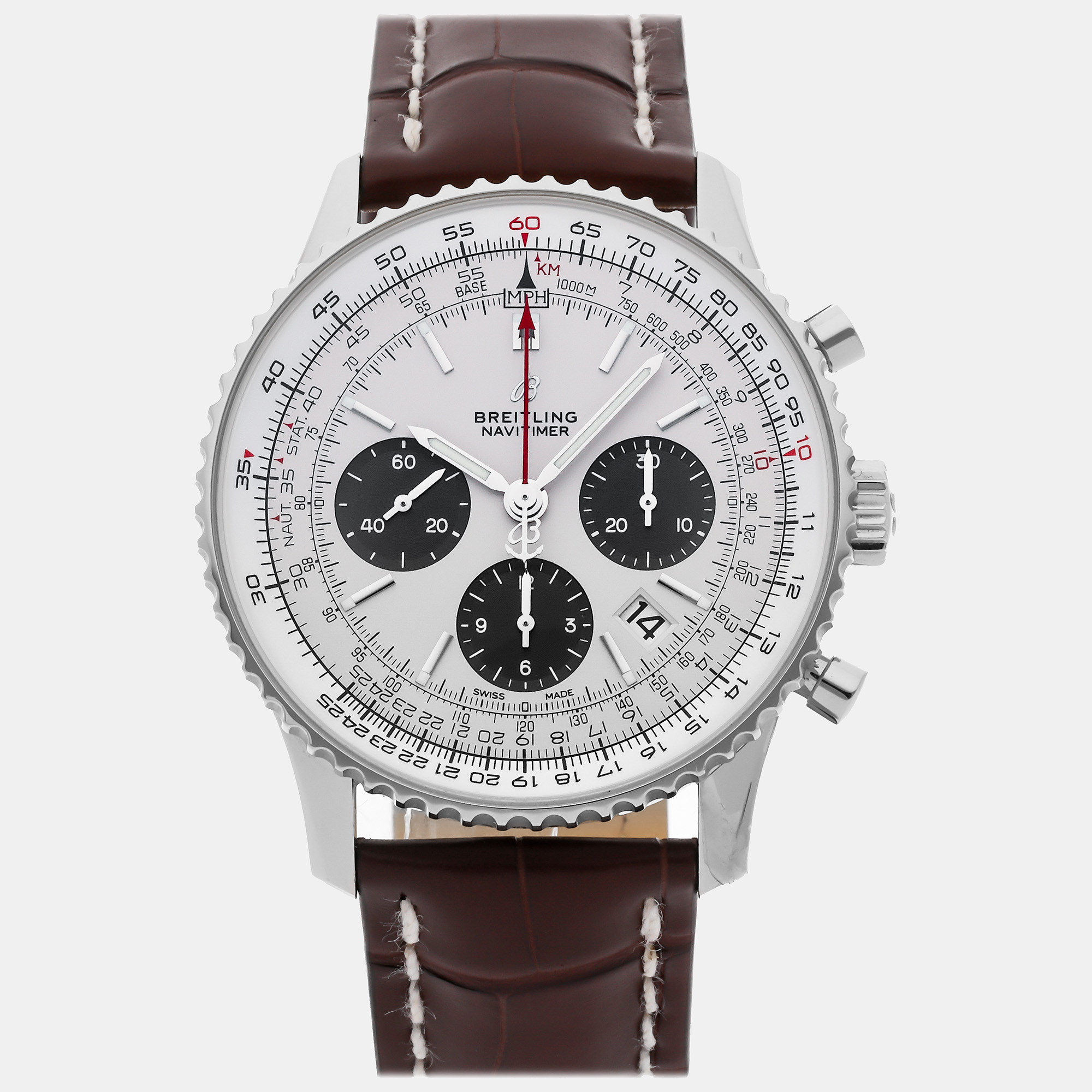 

Breitling Silver Stainless Steel Navitimer AB0121211G1P1 Automatic Men's Wristwatch 43 mm