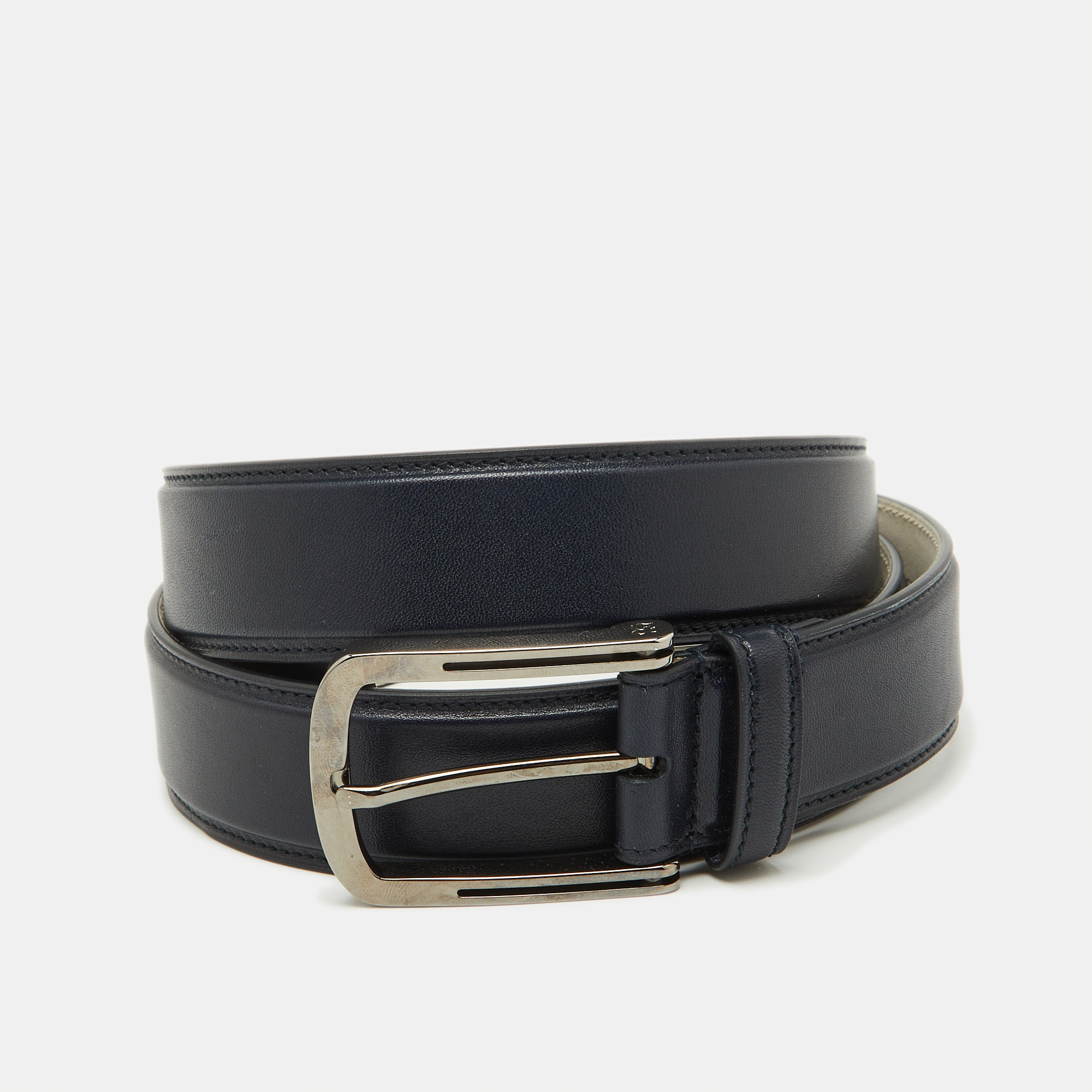 

Brioni Navy Blue Leather Buckle Belt