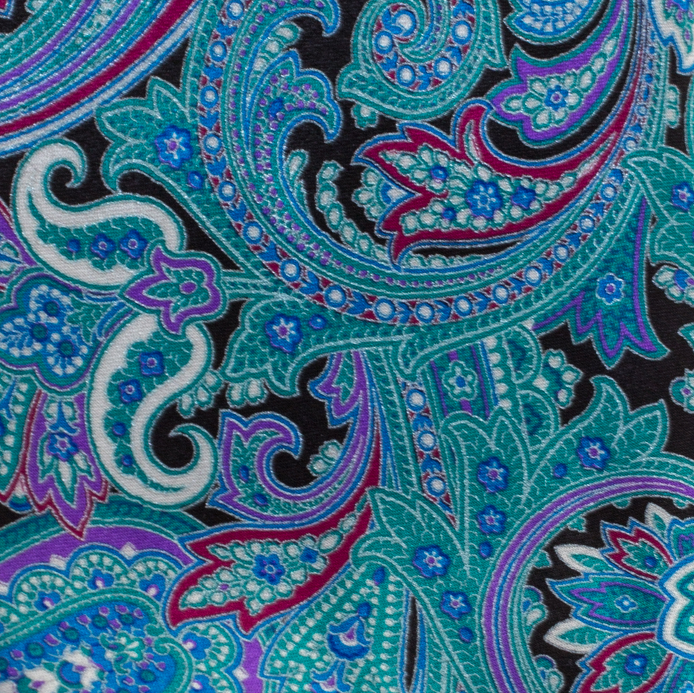 

Brioni Turquoise Blue Paisley Foil Print Silk Tie