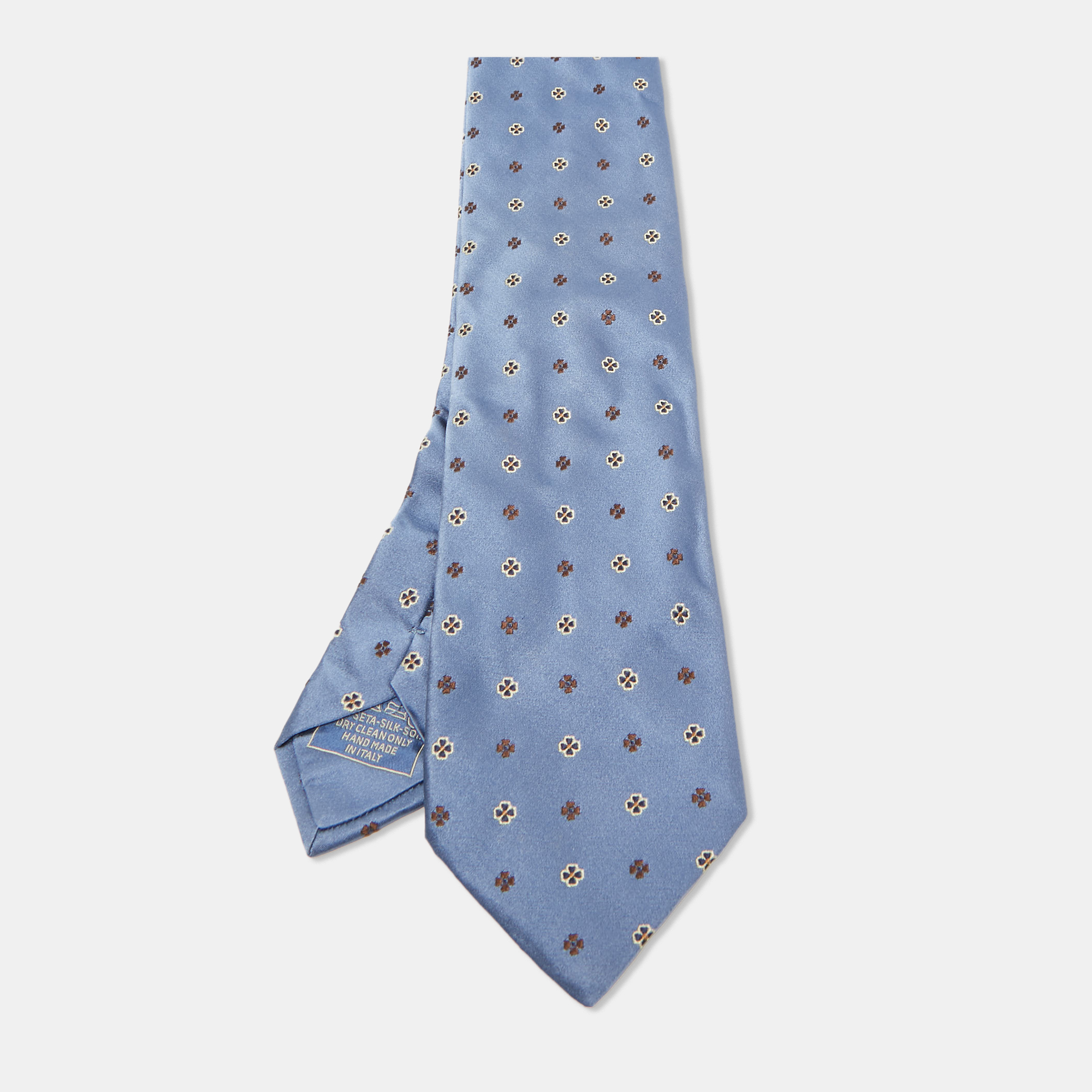 

Brioni Blue Floral Jacquard Silk Traditional Tie